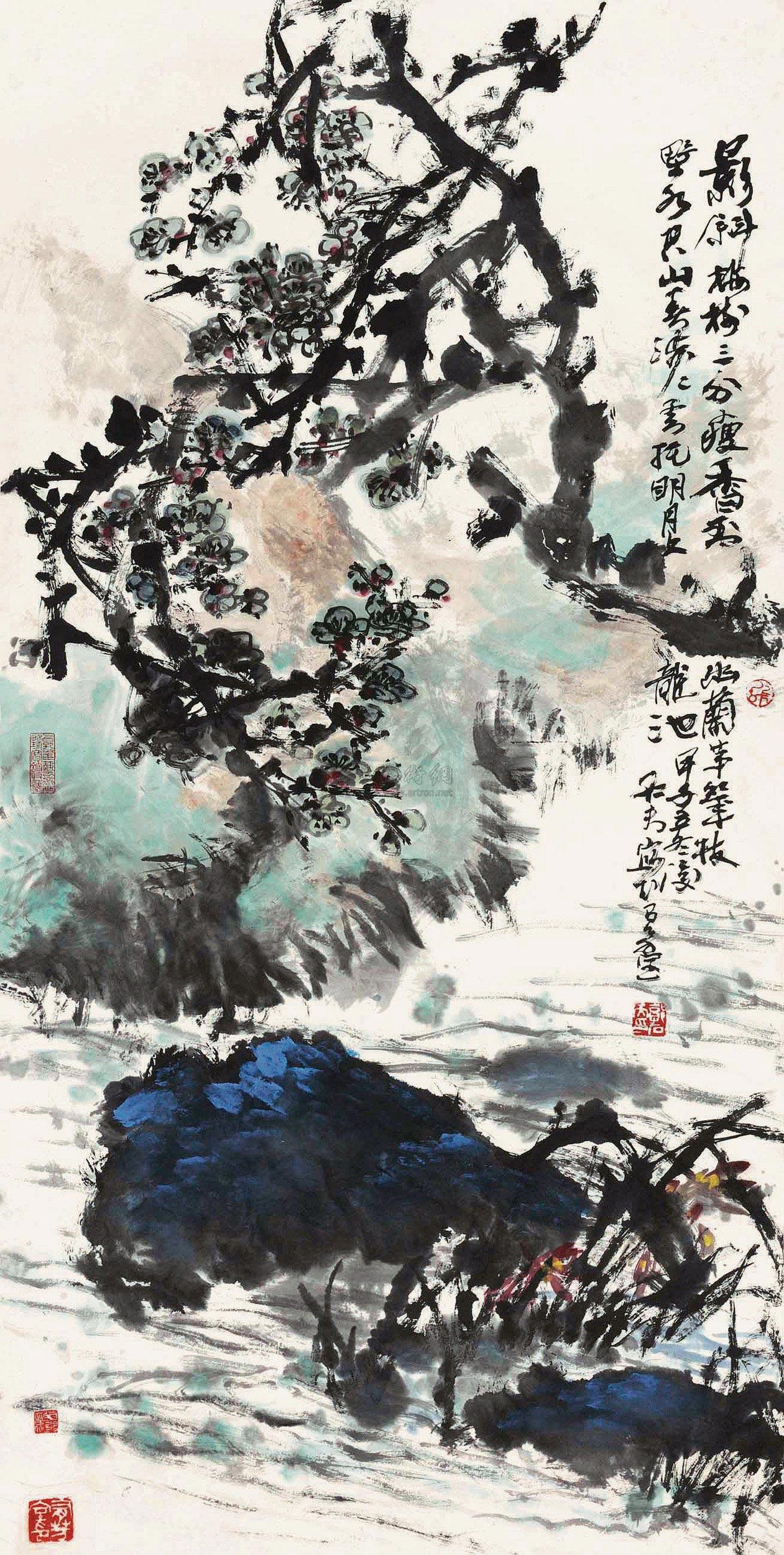 01591984年作梅兰双清镜心设色纸本