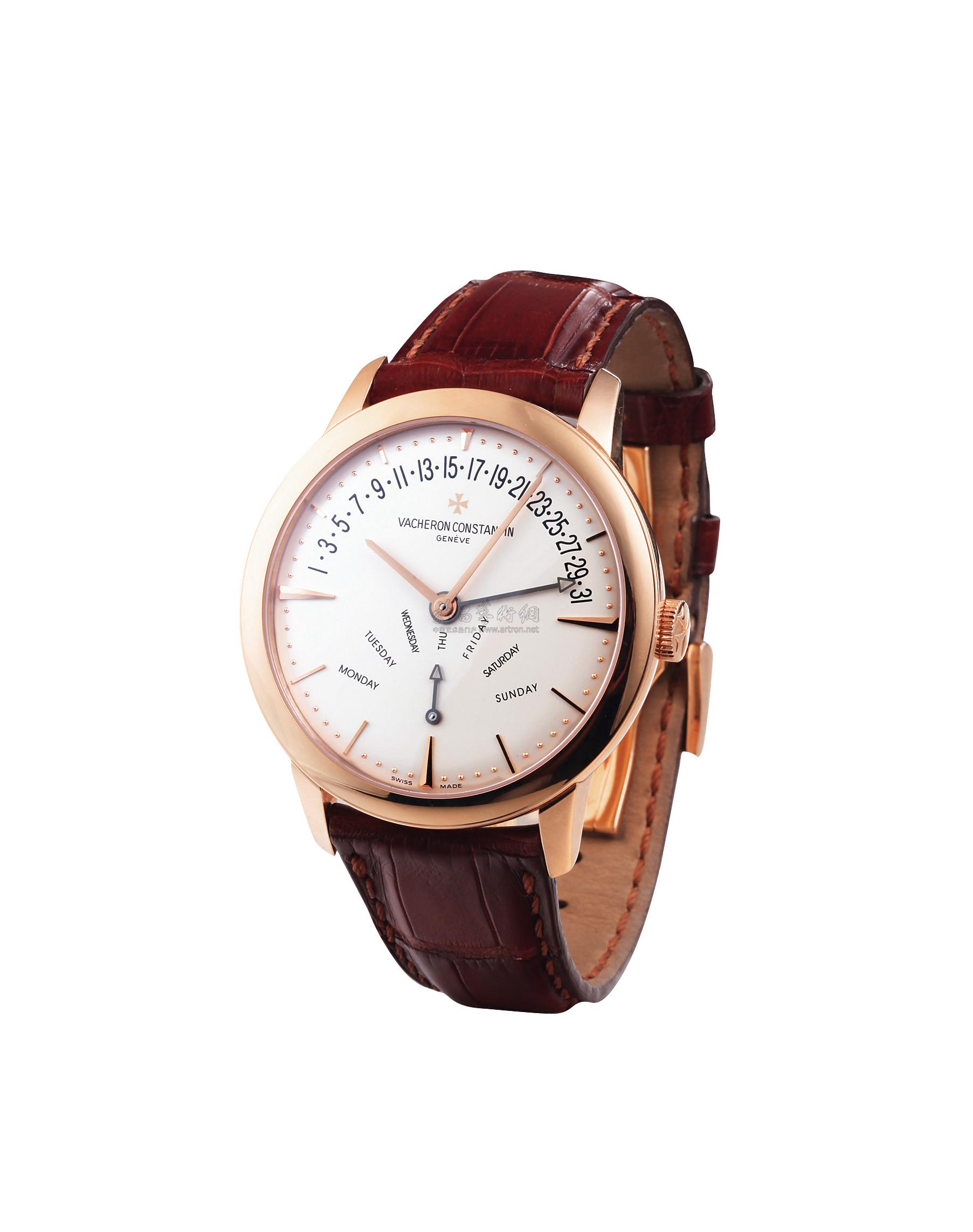 3117江诗丹顿传承系列双逆跳款18k玫瑰金自动上弦腕表日期星期逆跳