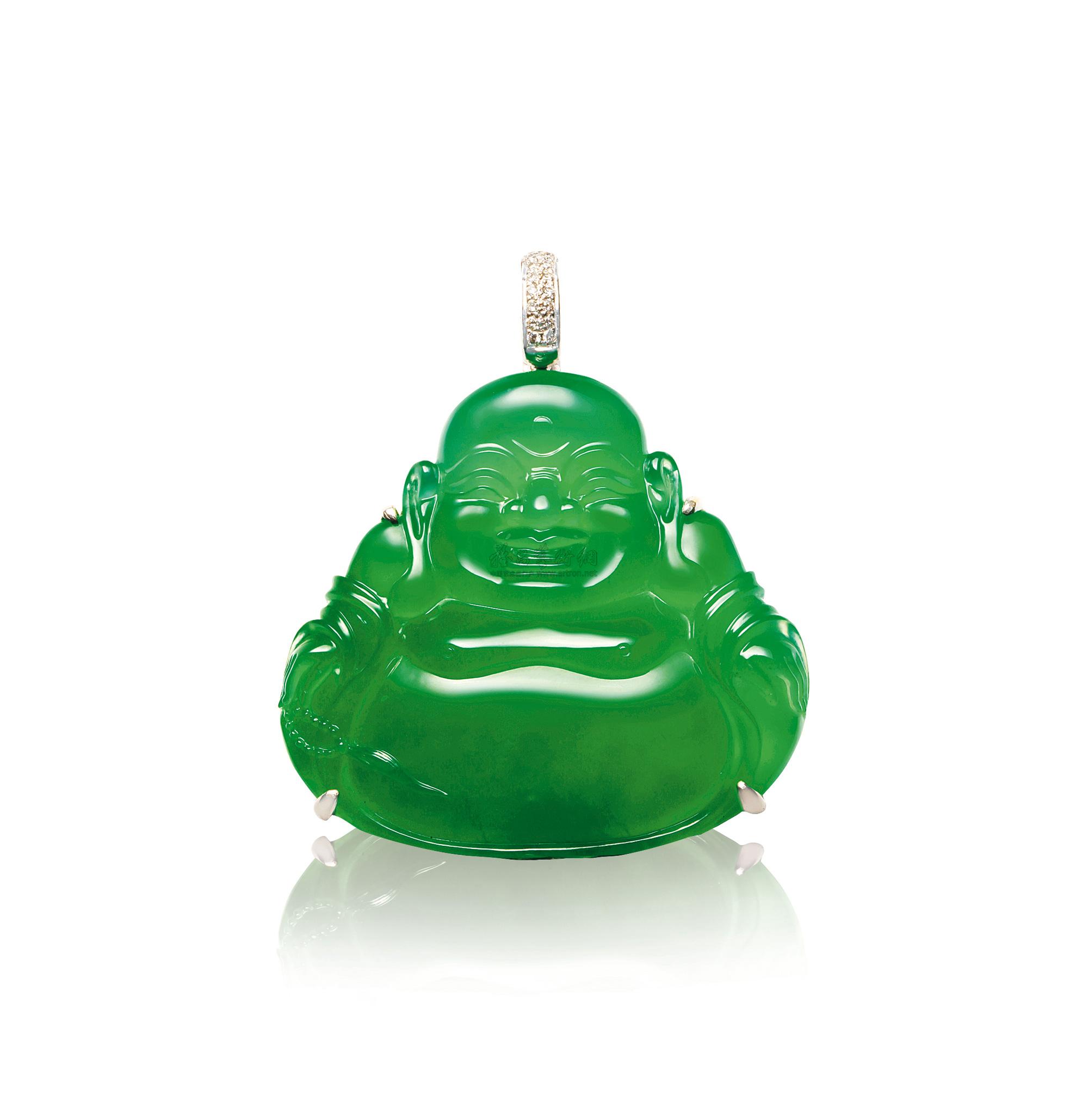 5105 天然翡翠弥勒佛吊坠