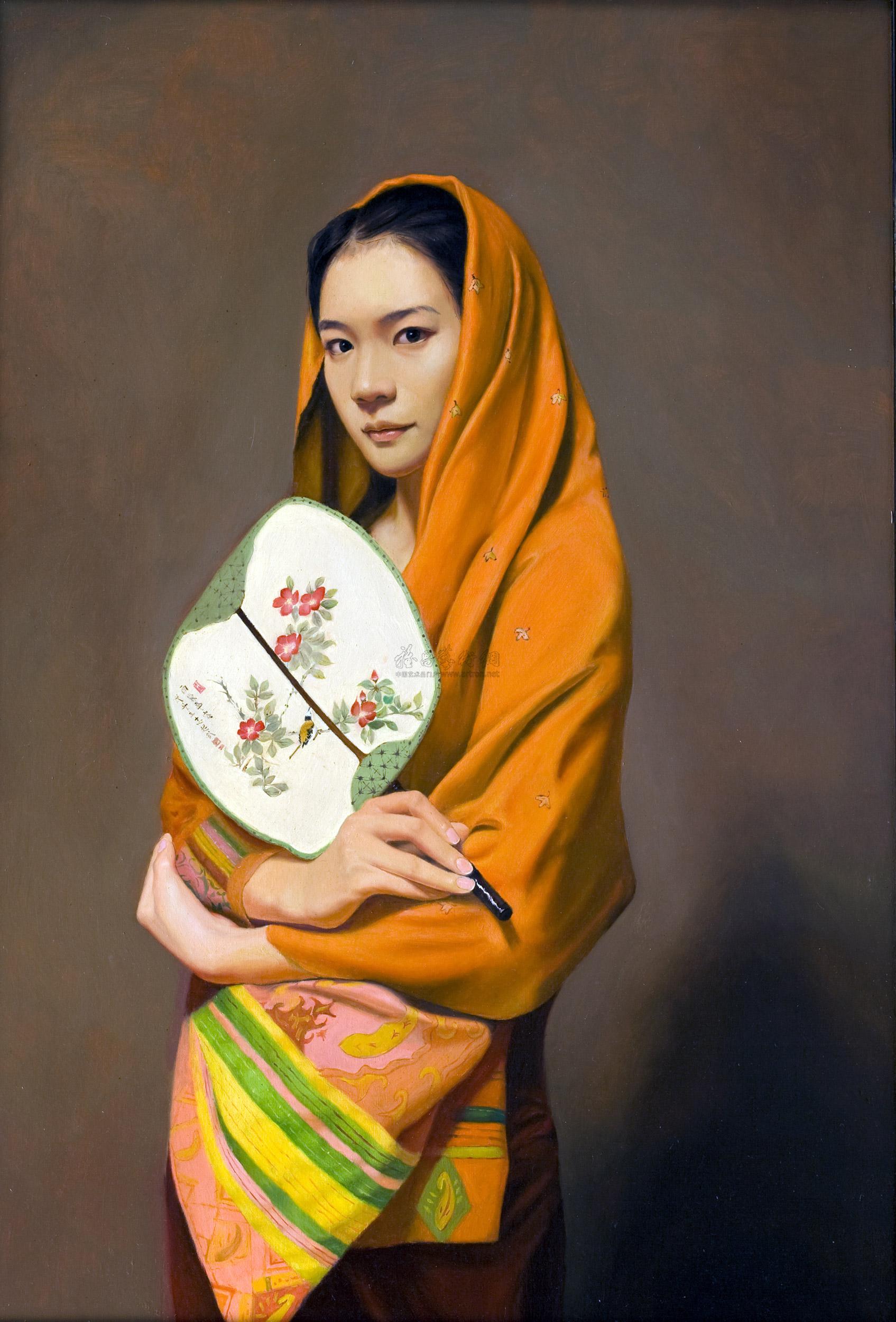 【2012年作 执扇女子 布面 油彩】拍卖品_图片_价格_鉴赏_油画_雅昌