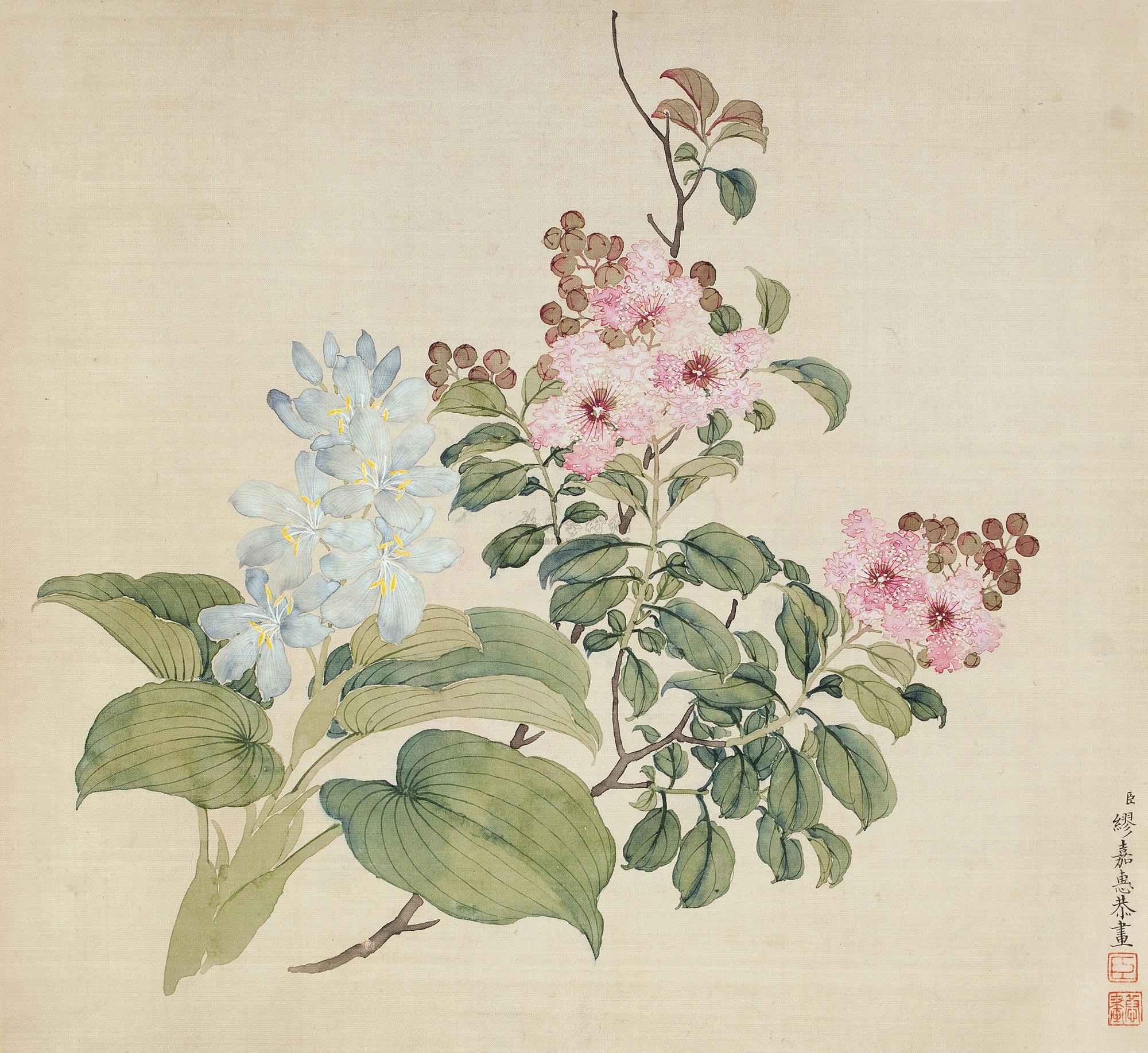 1441花卉立轴绢本