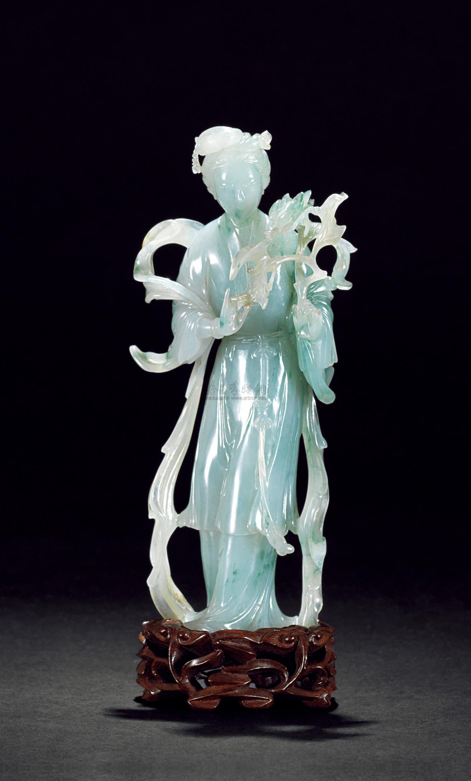 0411 清 翡翠圆雕仕女摆件