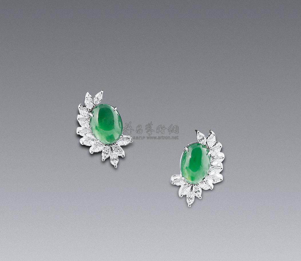 171218k金镶嵌翡翠耳钉