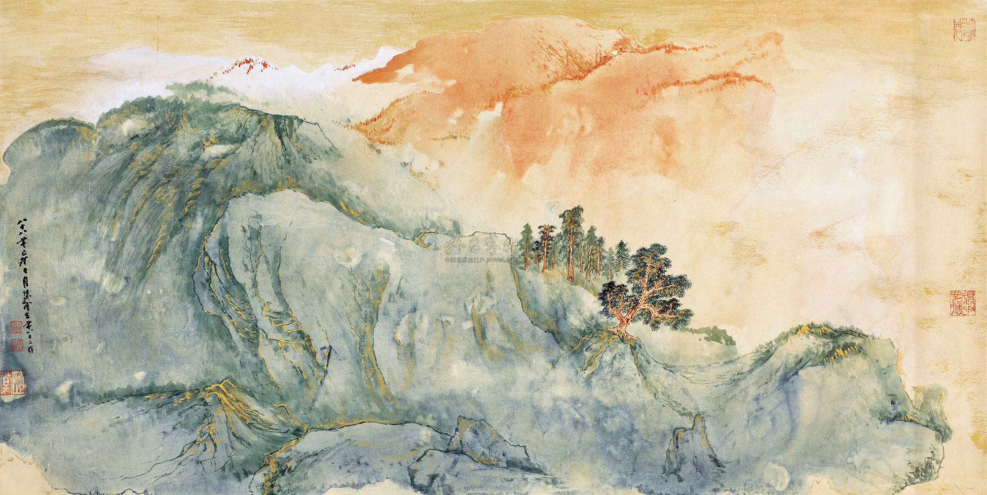 【1999年作 金碧山水 镜片 设色纸本】拍卖品_图片_价格_鉴赏_绘画