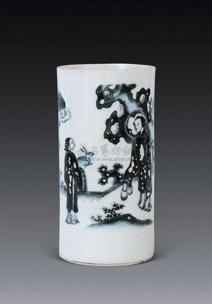 【崇祯 青花人物笔筒】拍卖品_图片_价格_鉴赏_明代青花瓷器_雅昌艺术