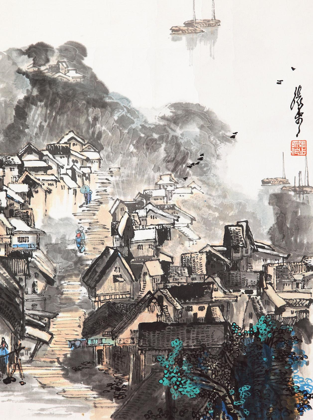 0176山城镜心纸本