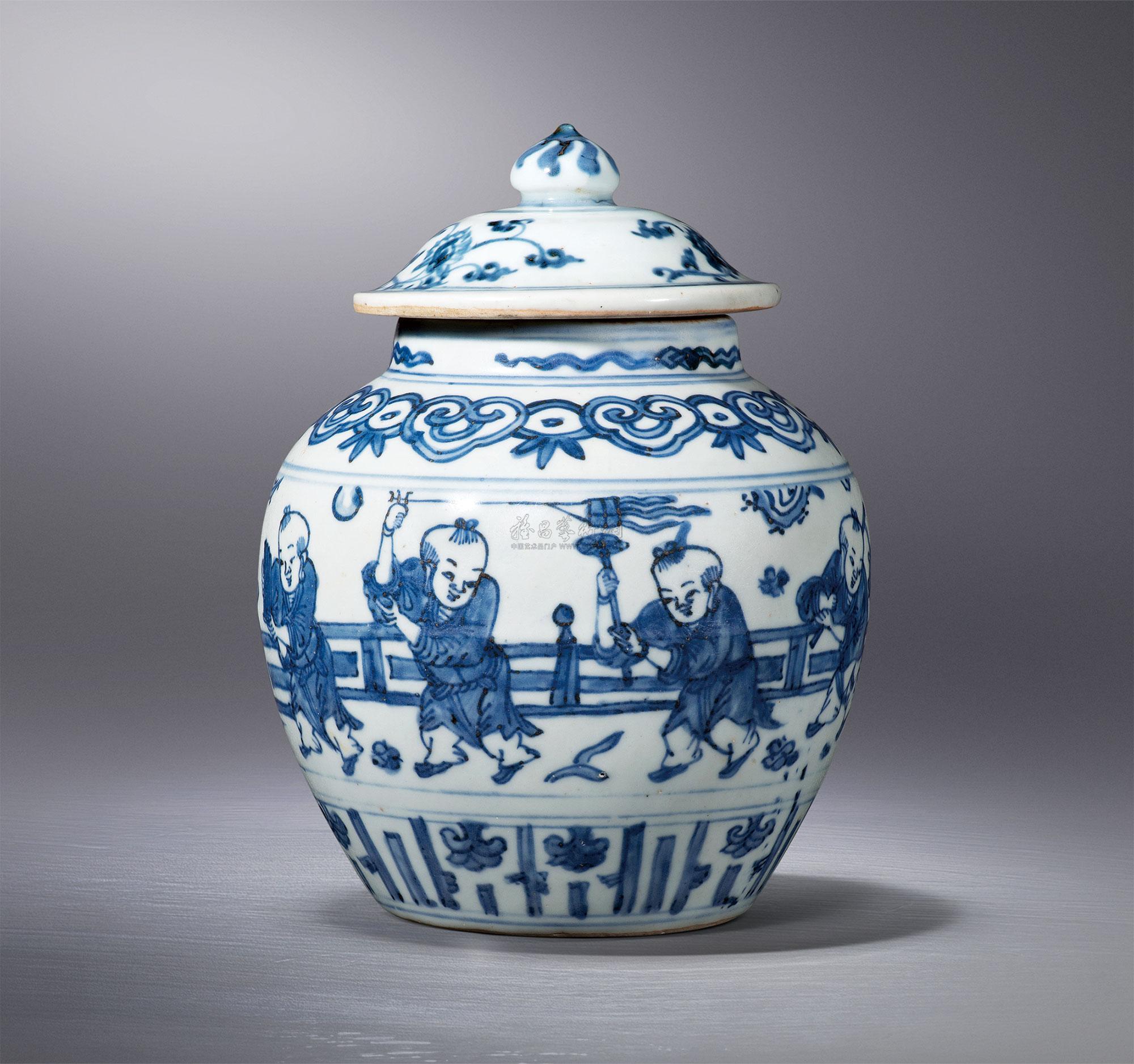 【明嘉靖 青花婴戏图盖罐】拍卖品_图片_价格_鉴赏_明代青花瓷器_雅昌