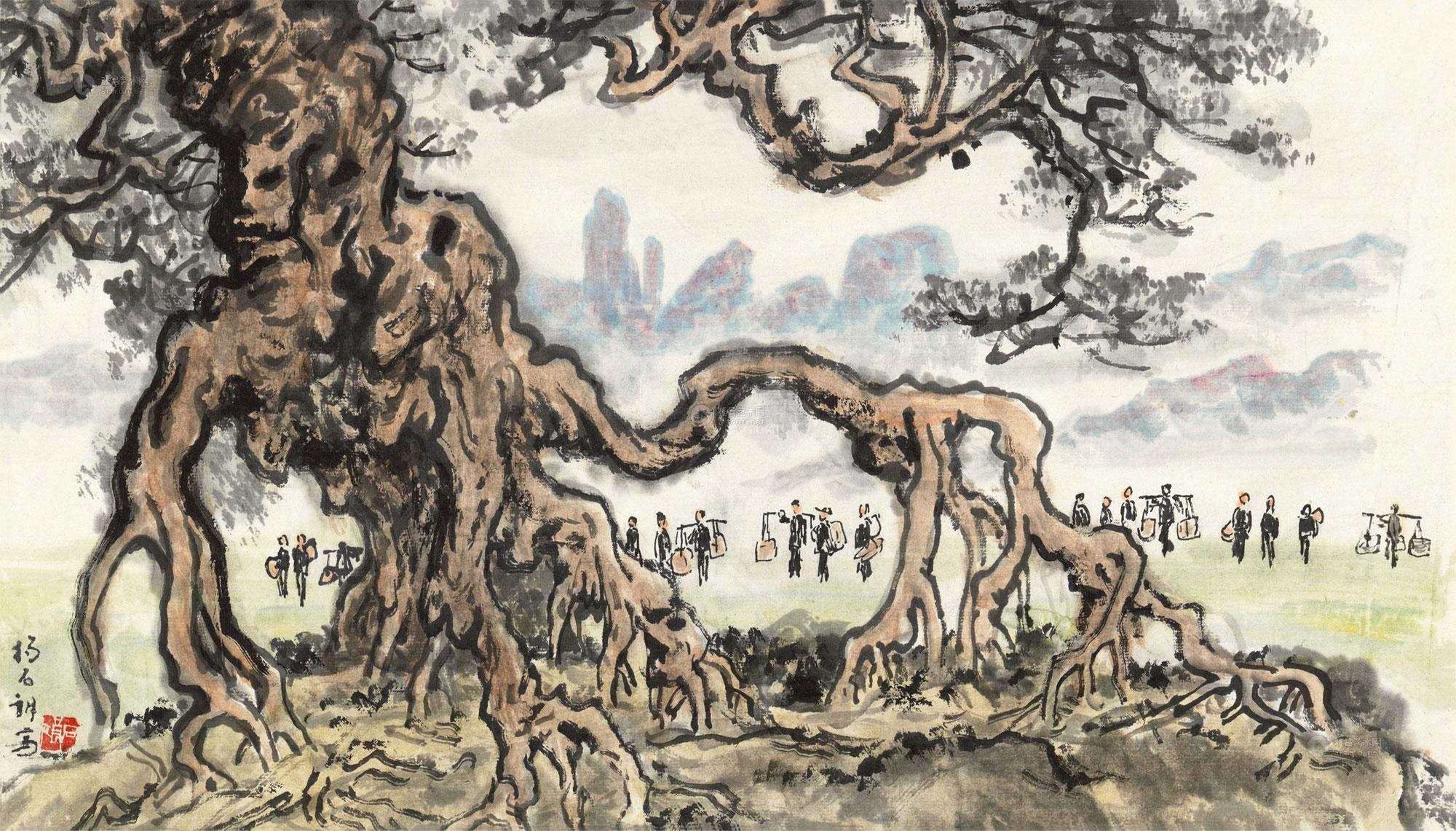 0126赶集镜片设色纸本