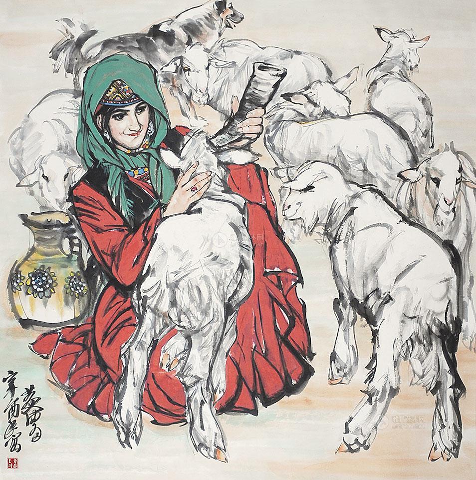 【喂羊图 立轴 纸本】拍卖品_图片_价格_鉴赏_绘画_雅昌艺术品拍卖网