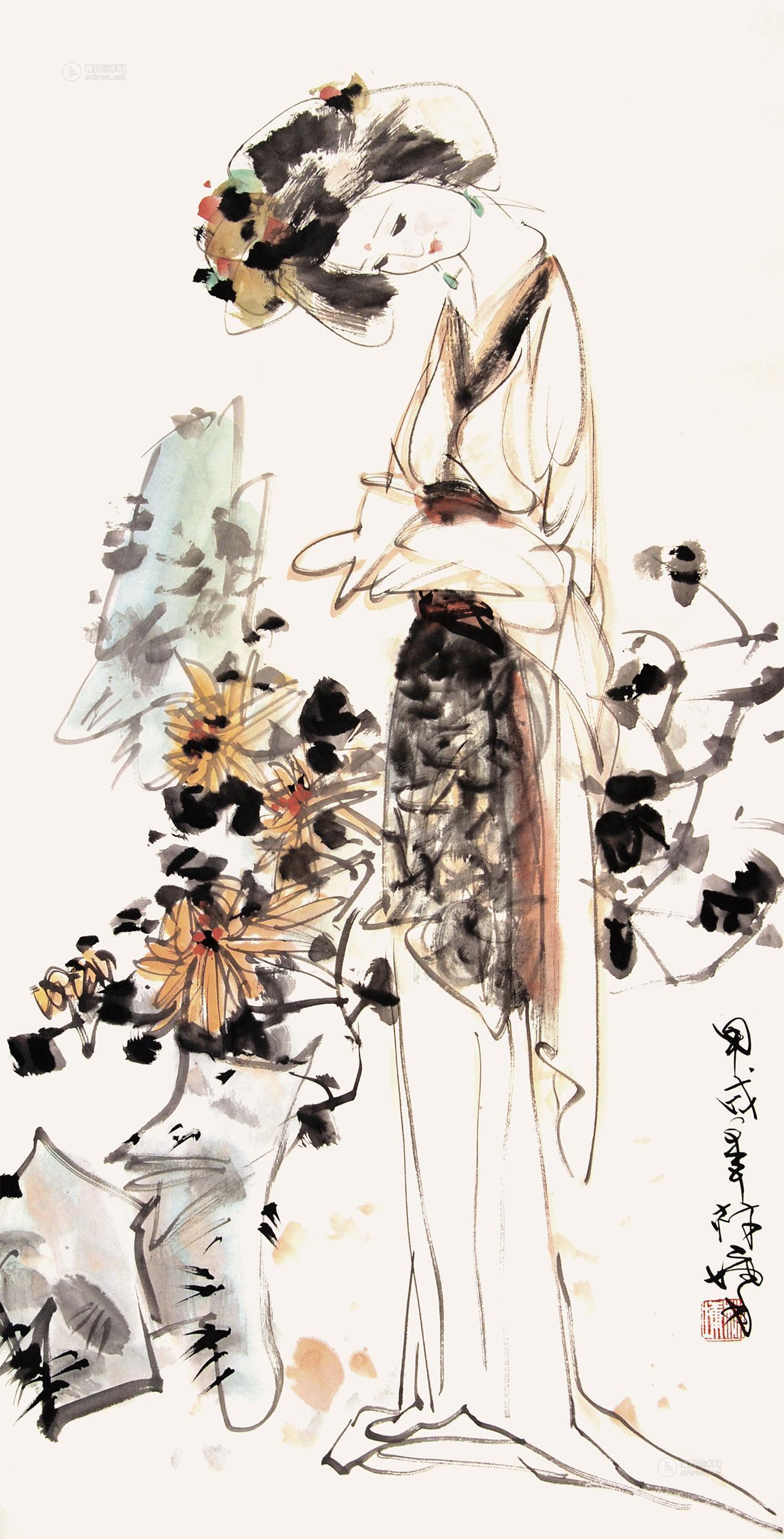 0496仕女图立轴纸本