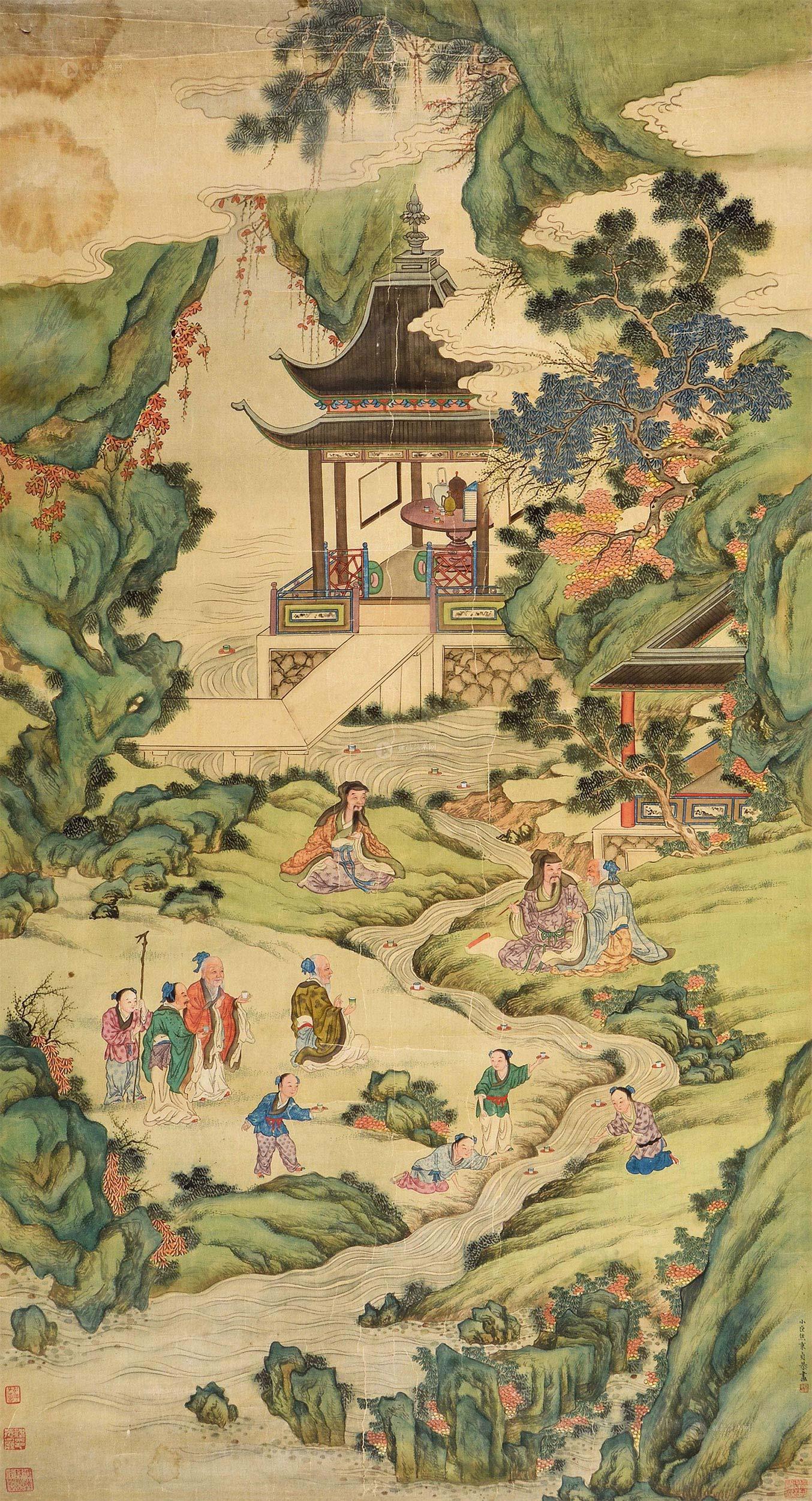 *0060 山水人物 镜片 绢本