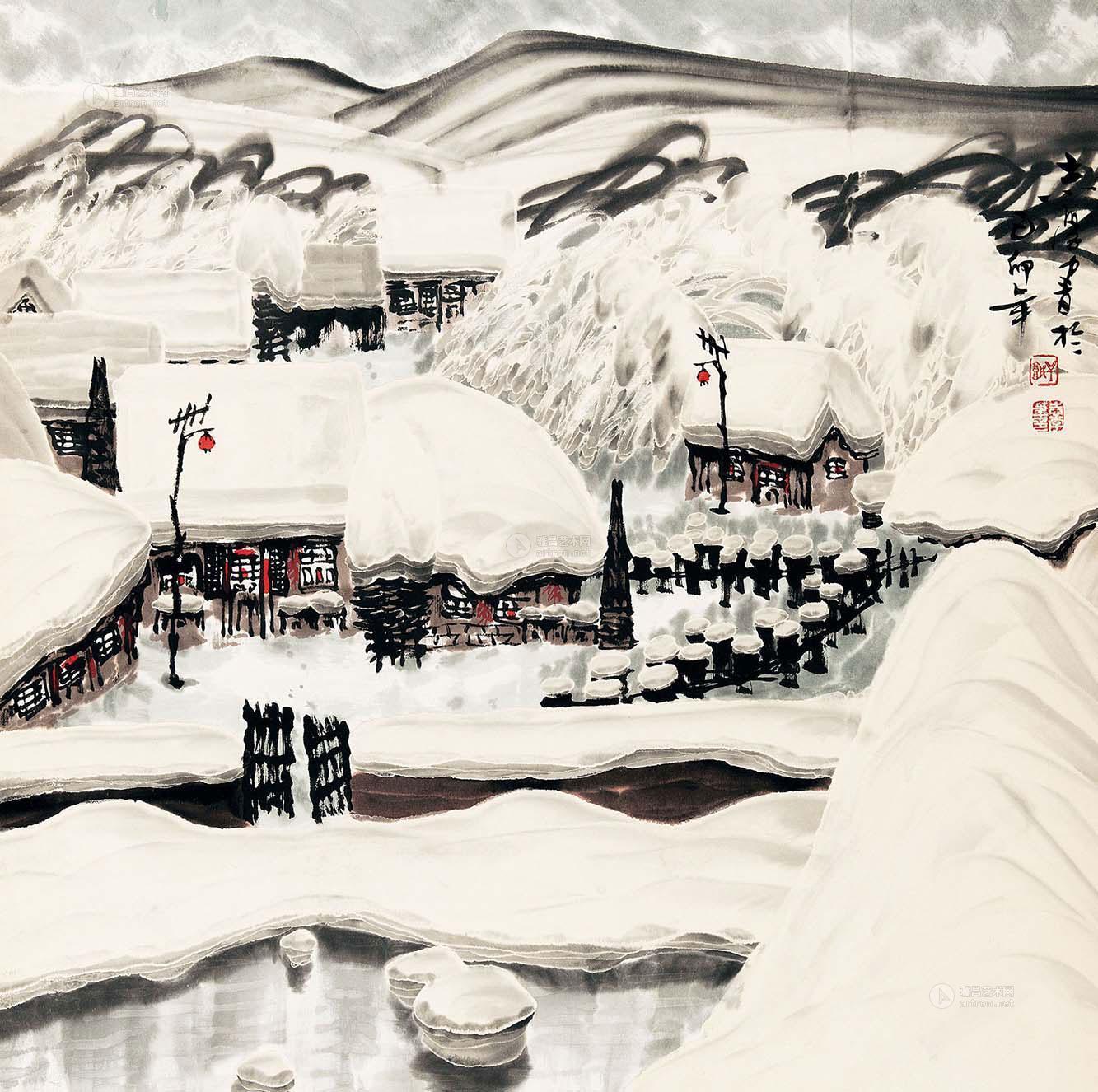 【冰雪山水 立轴 纸本】拍卖品_图片_价格_鉴赏_绘画_雅昌艺术品拍卖