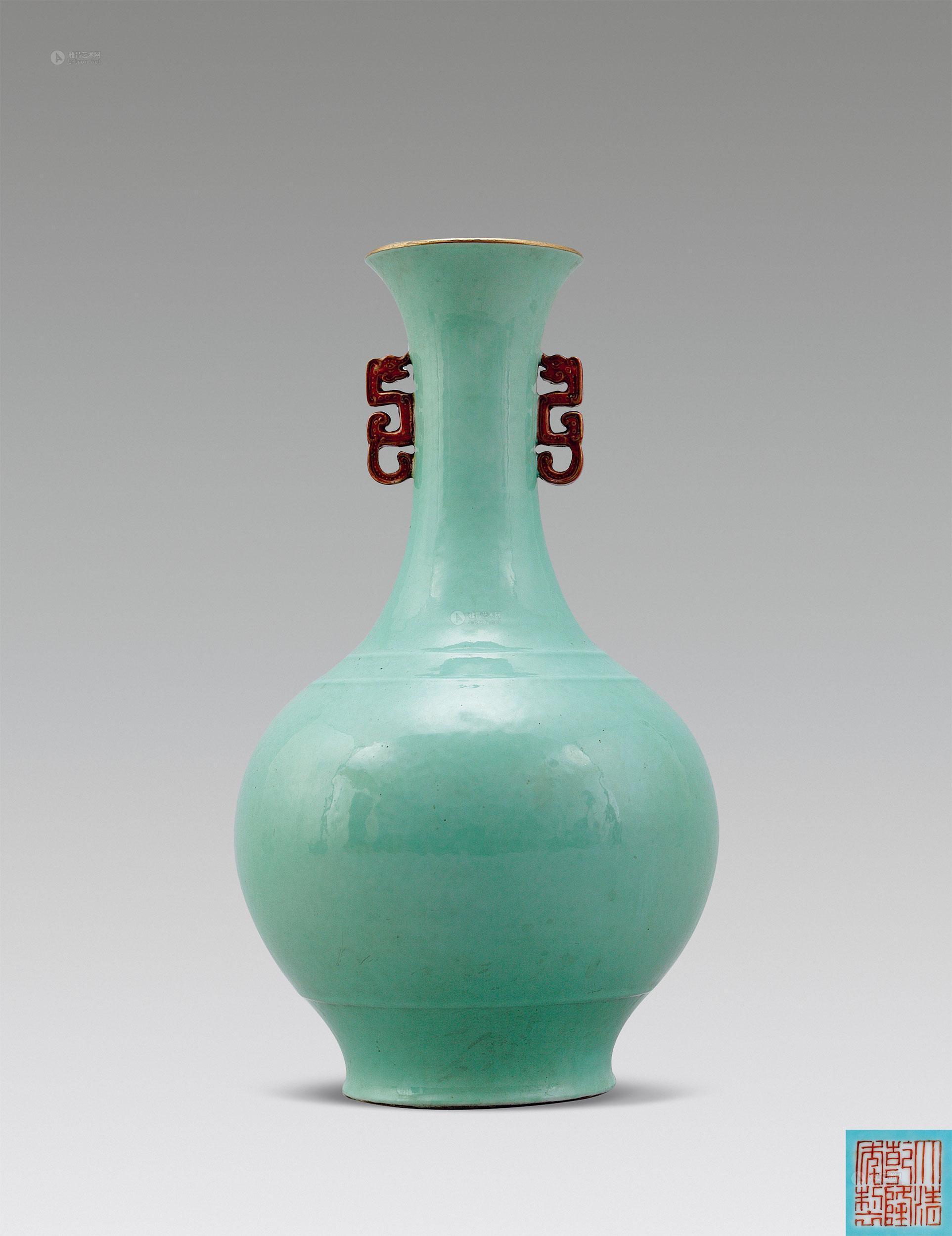 【清 绿色花瓶】拍卖品_图片_价格_鉴赏_清代单色釉瓷器_雅昌艺术品