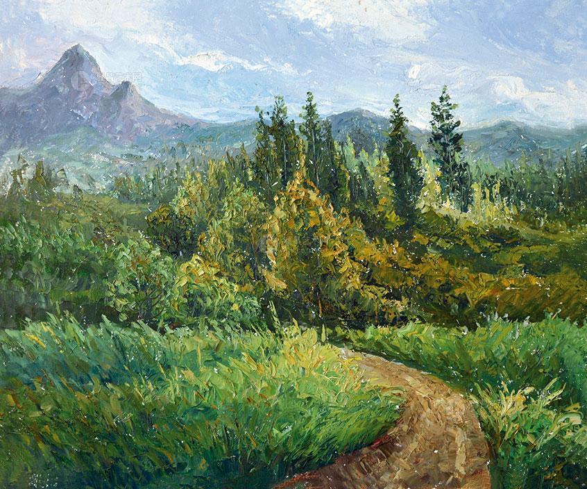0169村前草地布面油画