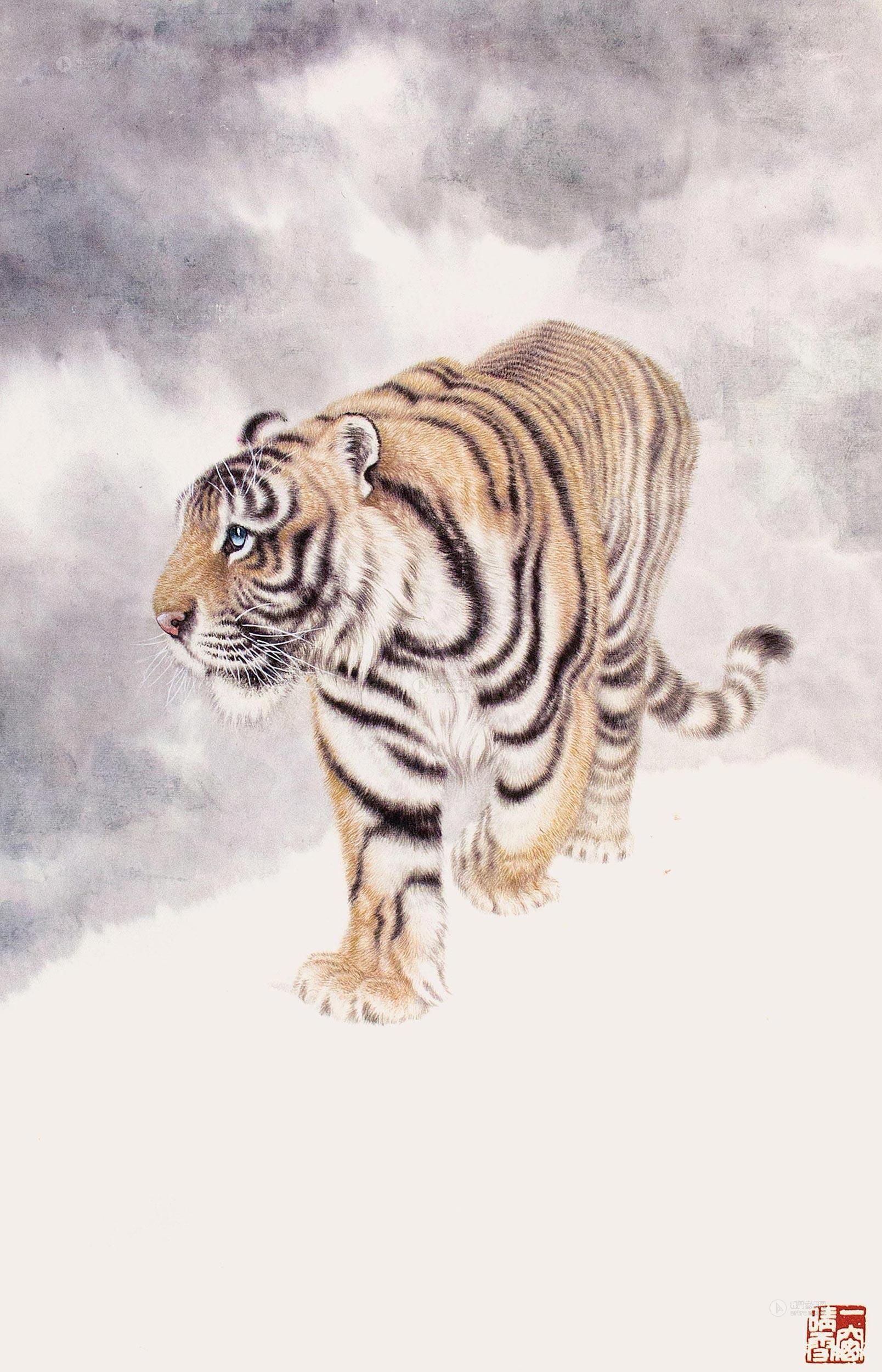 老虎的画像正面图片