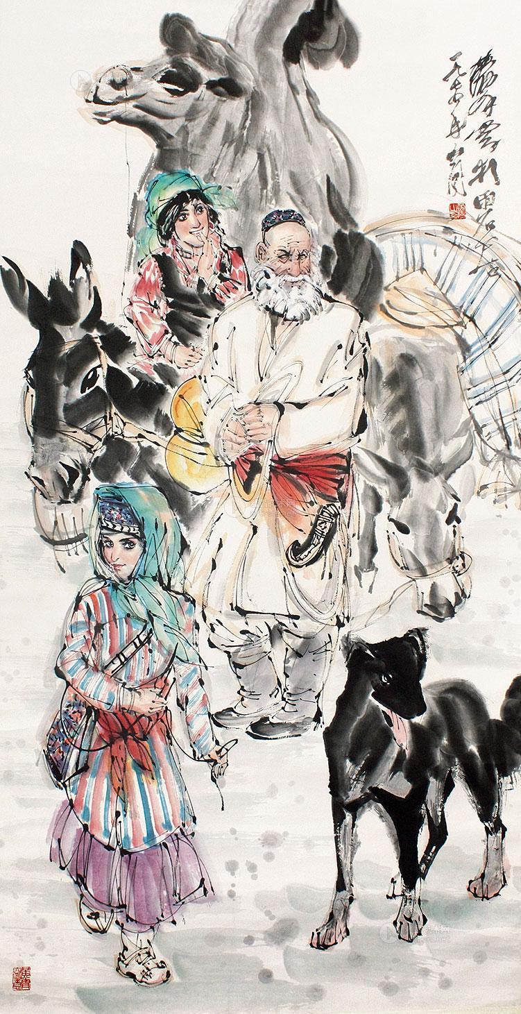 【赶集归来 立轴 设色纸本】拍卖品_图片_价格_鉴赏_绘画_雅昌艺术品