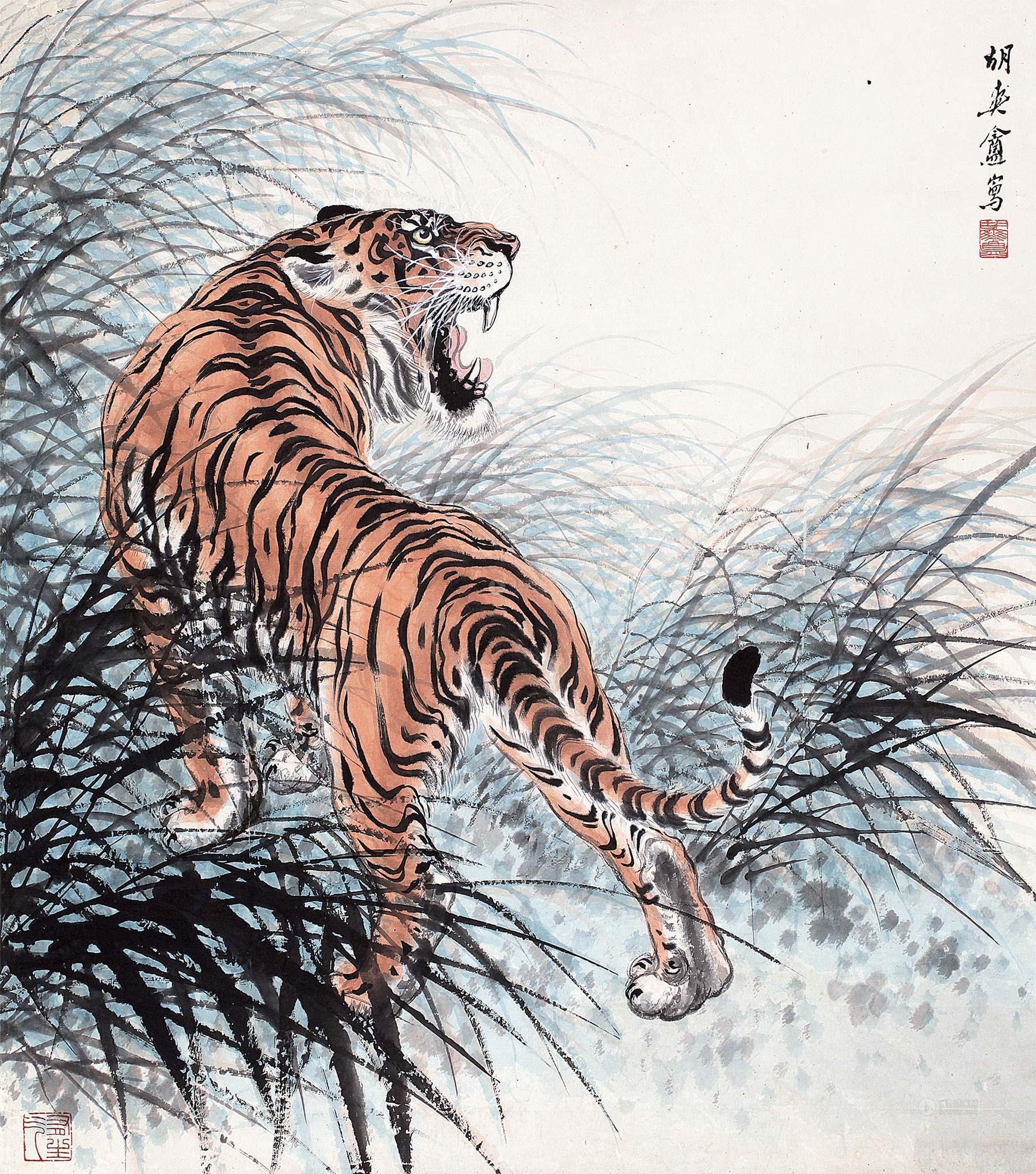 0508虎啸立轴设色纸本