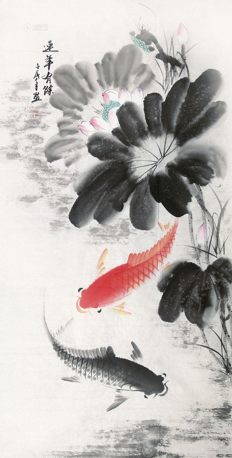 0082连年有余画心纸本