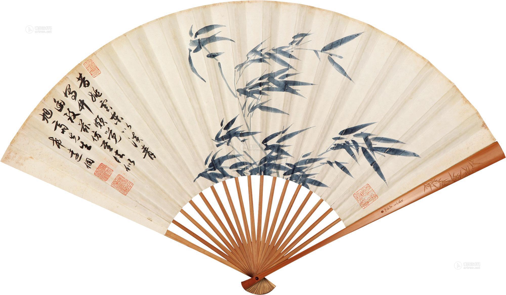 竹子折扇画图片