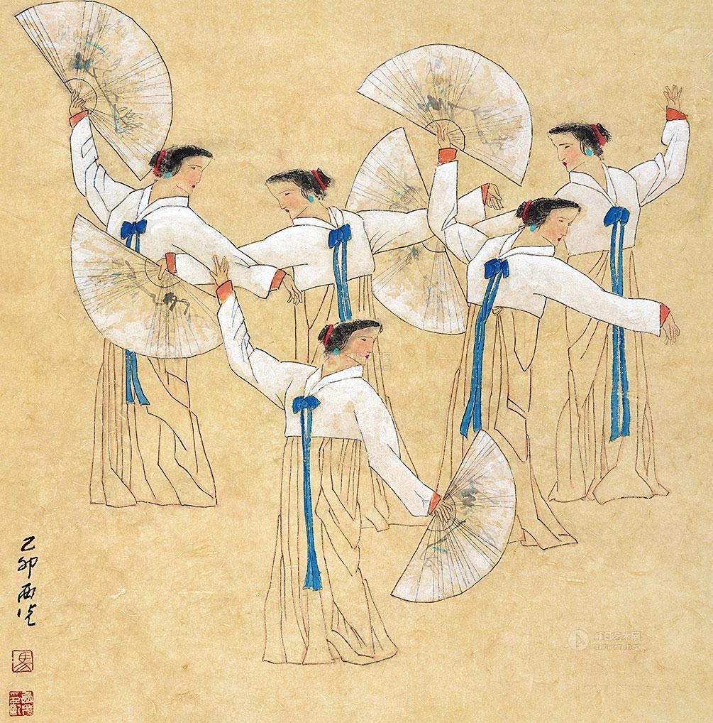 0445扇舞立轴纸本