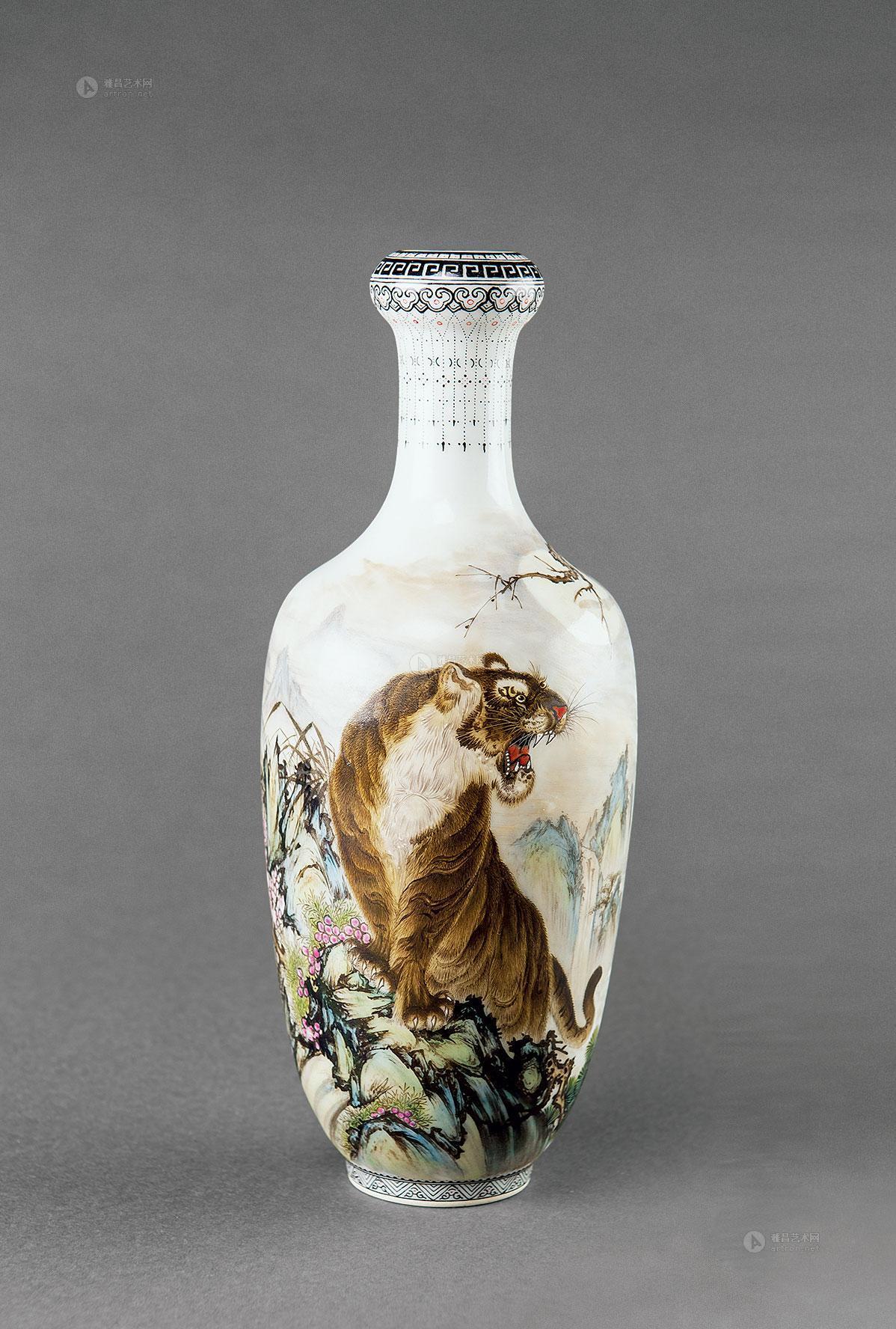 【毕渊明 粉彩老虎瓶】拍卖品_图片_价格_鉴赏_现当代及其它瓷器_雅昌