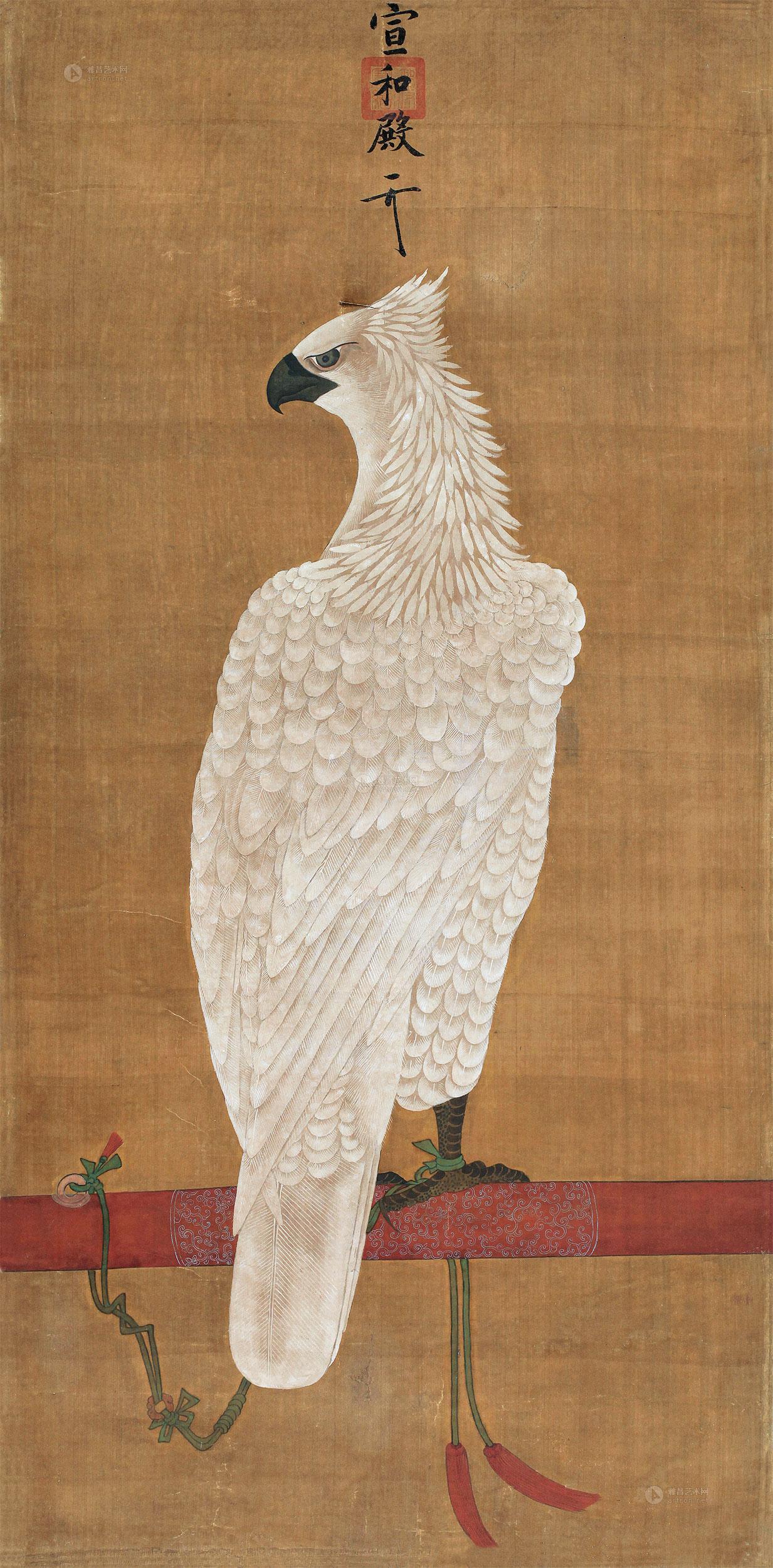 1264鹰镜框设色绢本