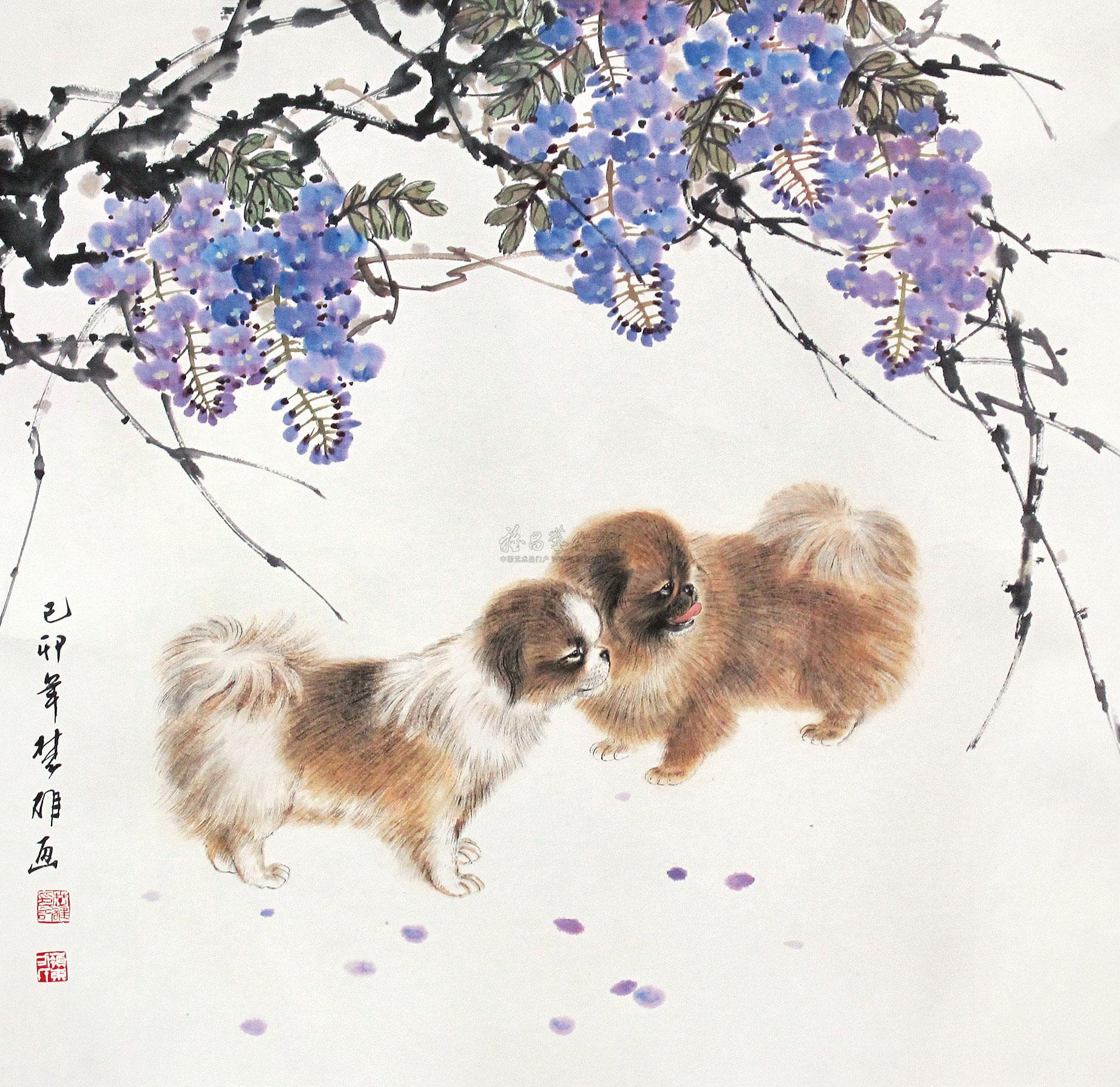 00011999年作小狗镜片设色纸本