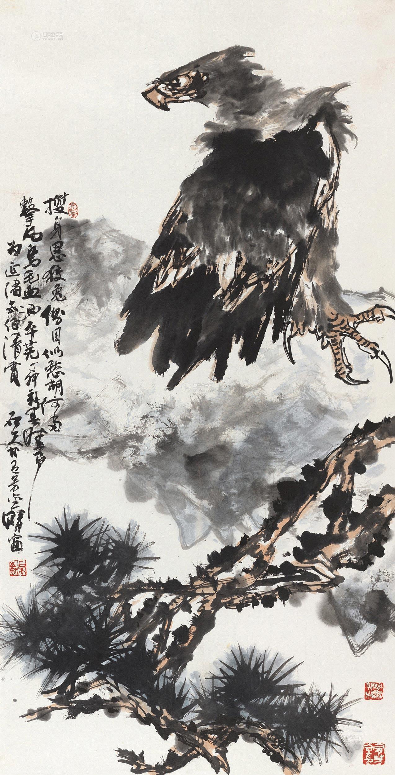 【1987年作 鹰 镜心 设色纸本】拍卖品_图片_价格_鉴赏_绘画_雅昌艺术