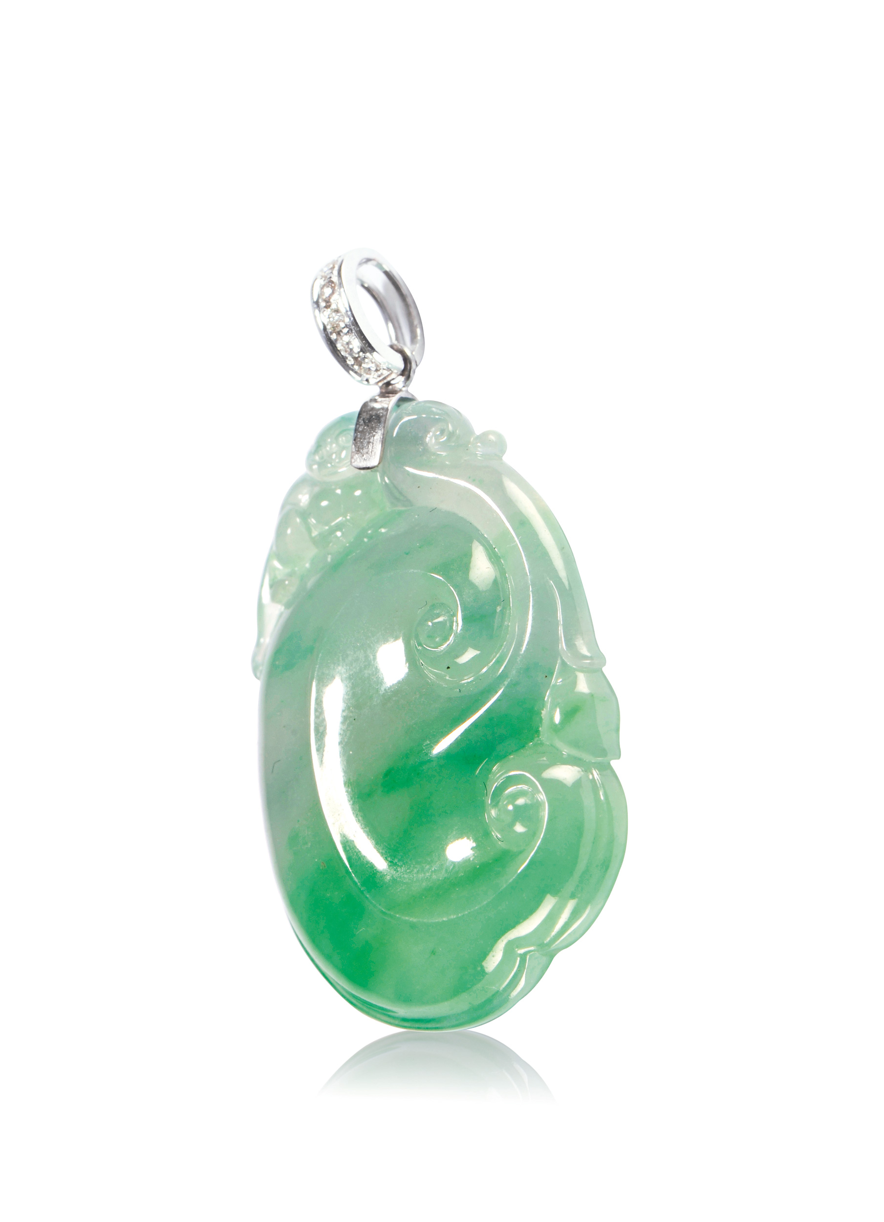 4738 天然阳绿冰种翡翠如意吊坠