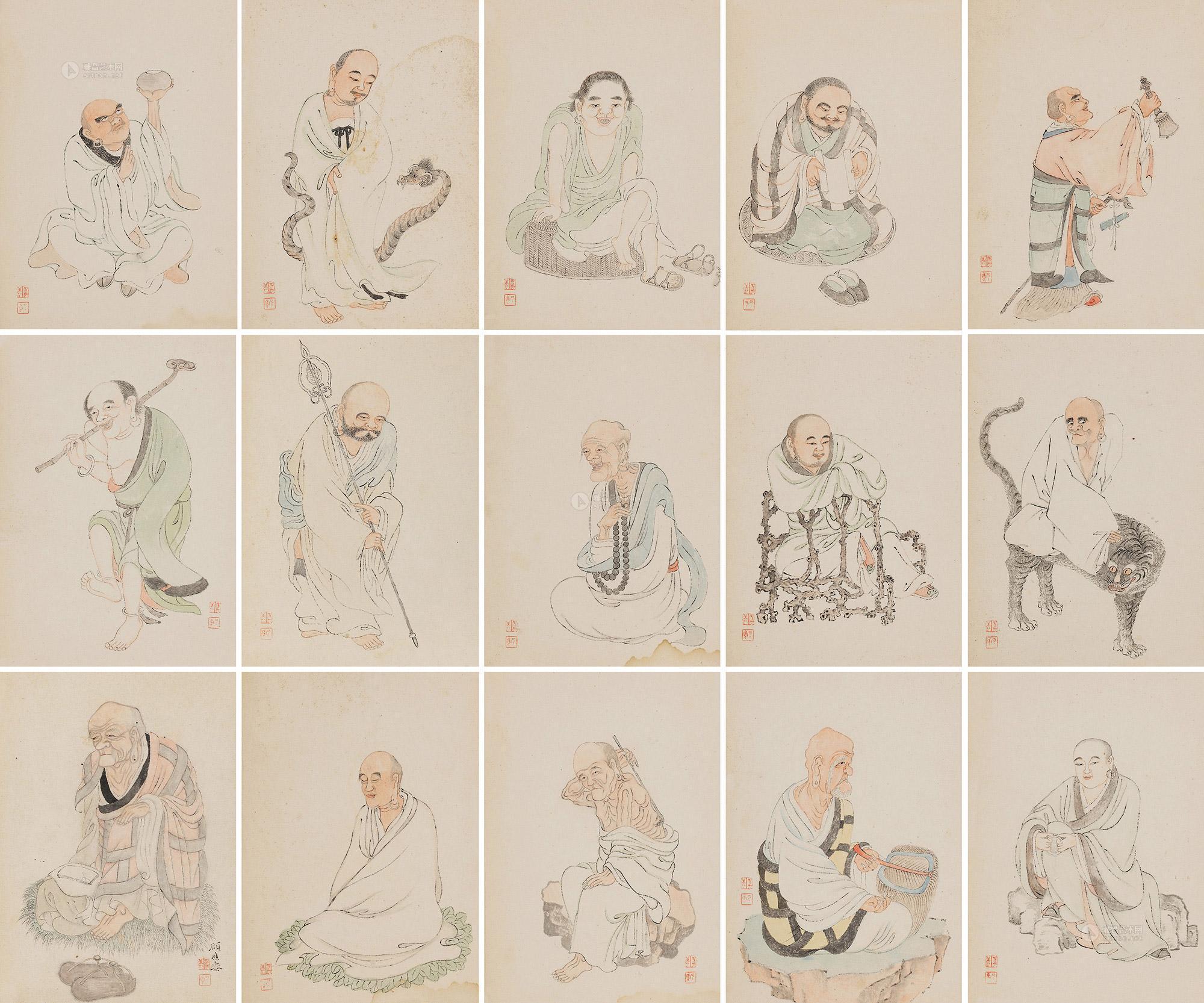 4382 罗汉 册页 设色纸本