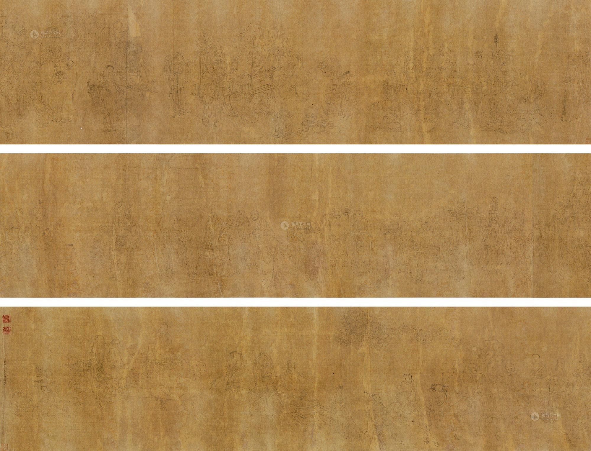 4428五百罗汉手卷水墨绢本