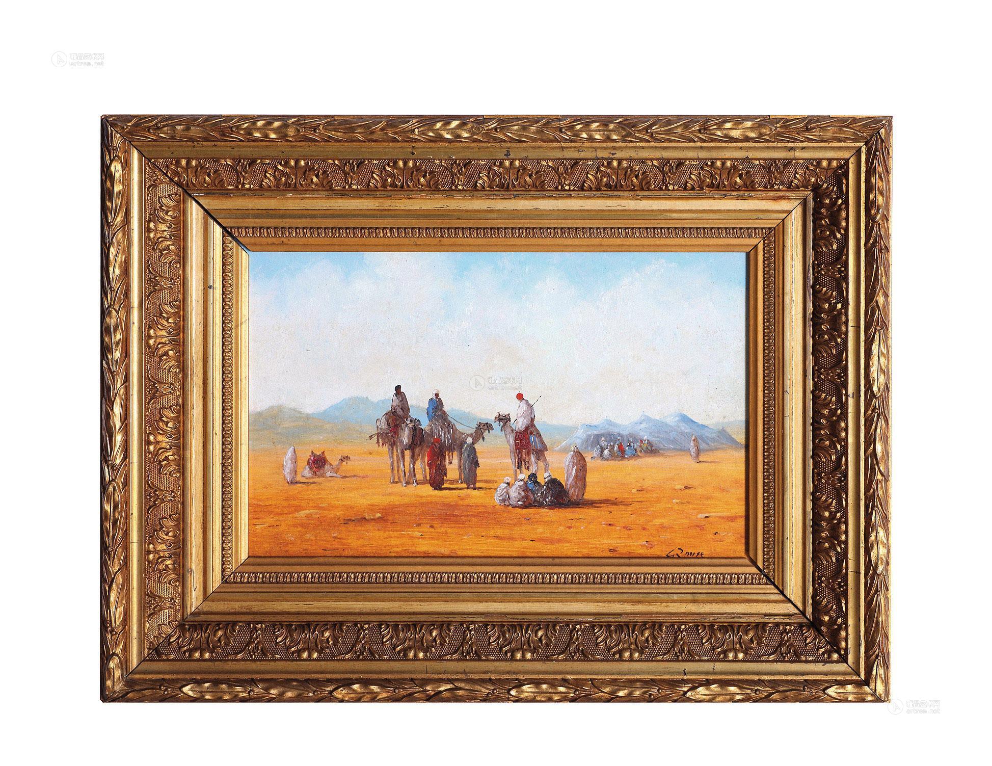 0217"沙漠中的骆驼"的油画(一幅)