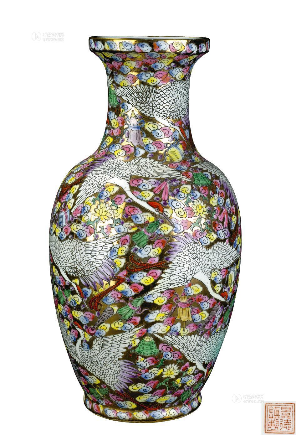 0738金地云鹤纹花兰瓶