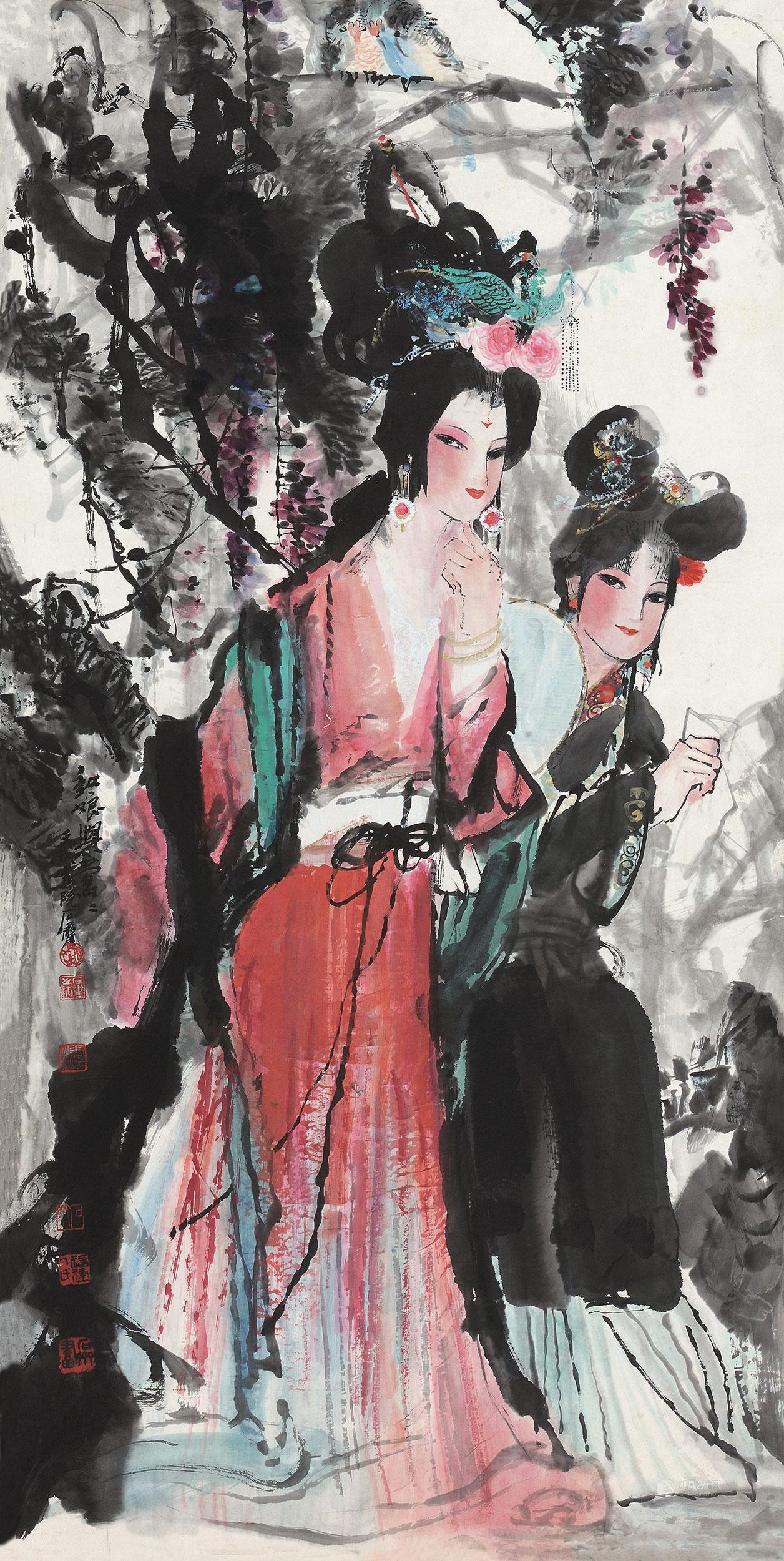 02011982年作西厢记镜心设色纸本