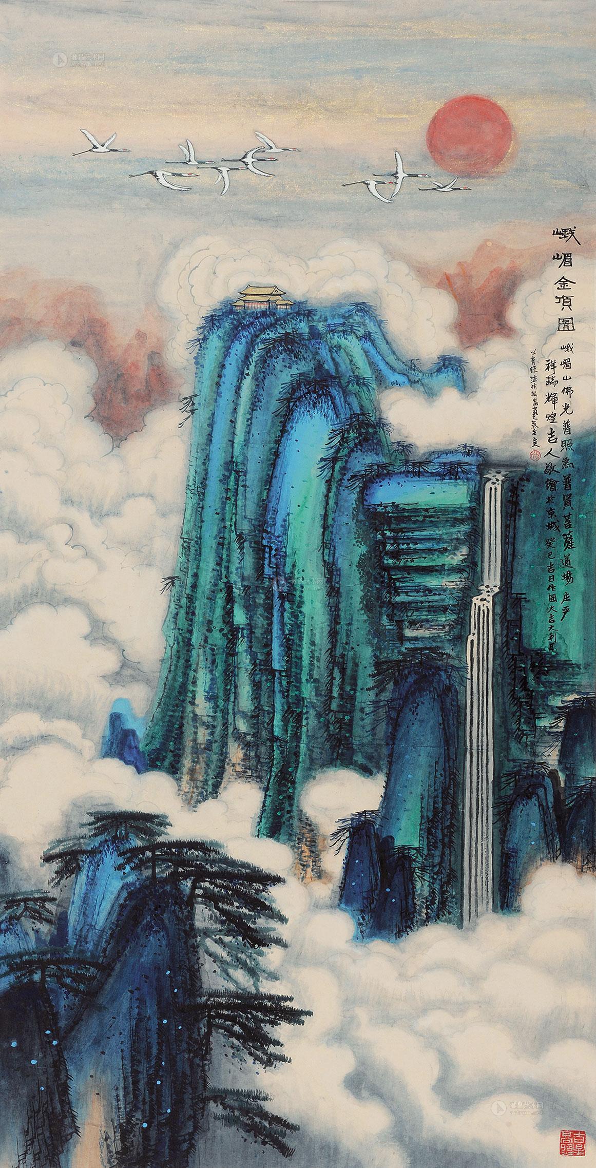 02812013年作峨眉金顶图镜心设色纸本