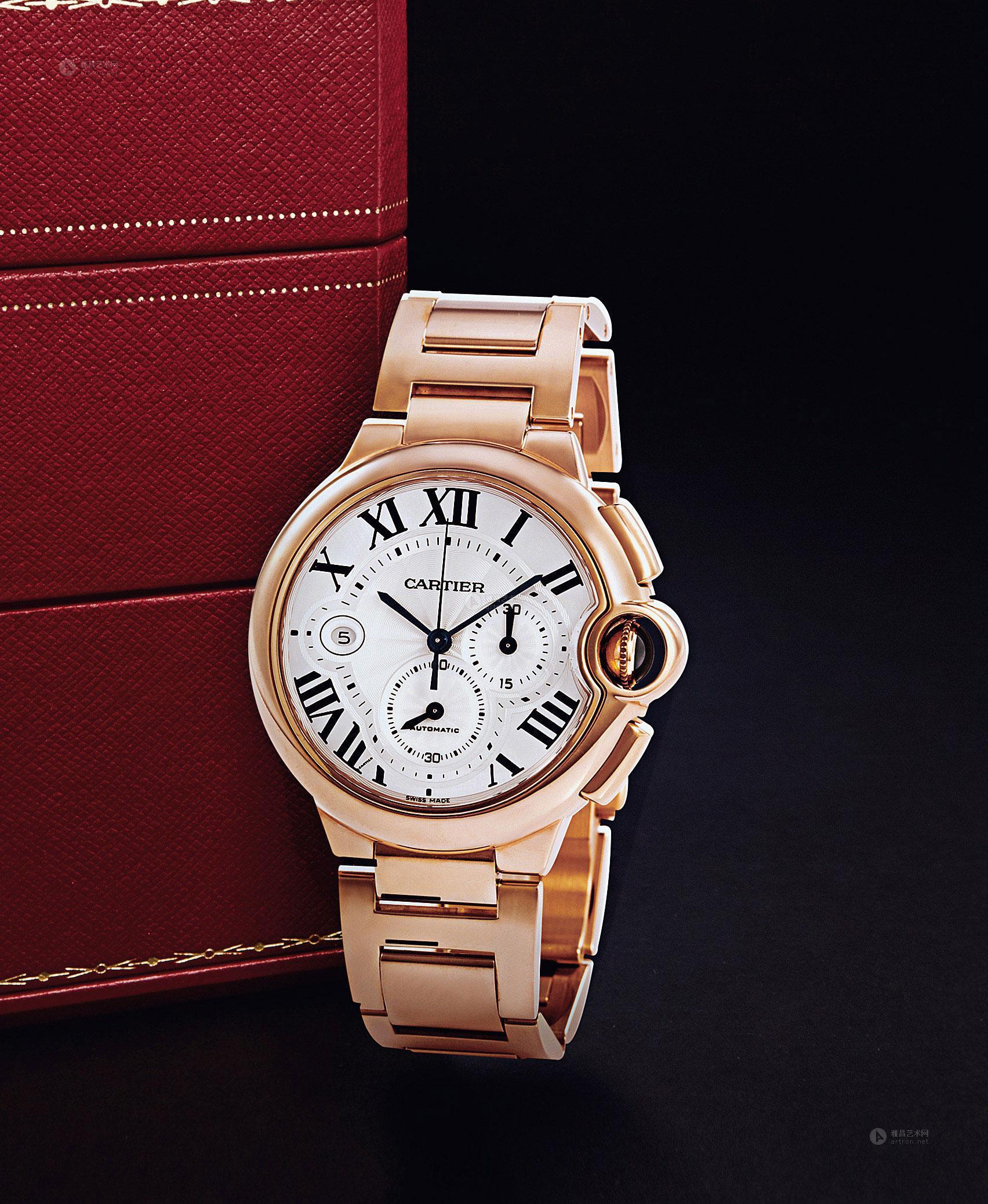 6187卡地亚蓝气球系列18k玫瑰金自动上弦腕表计时功能日期显示