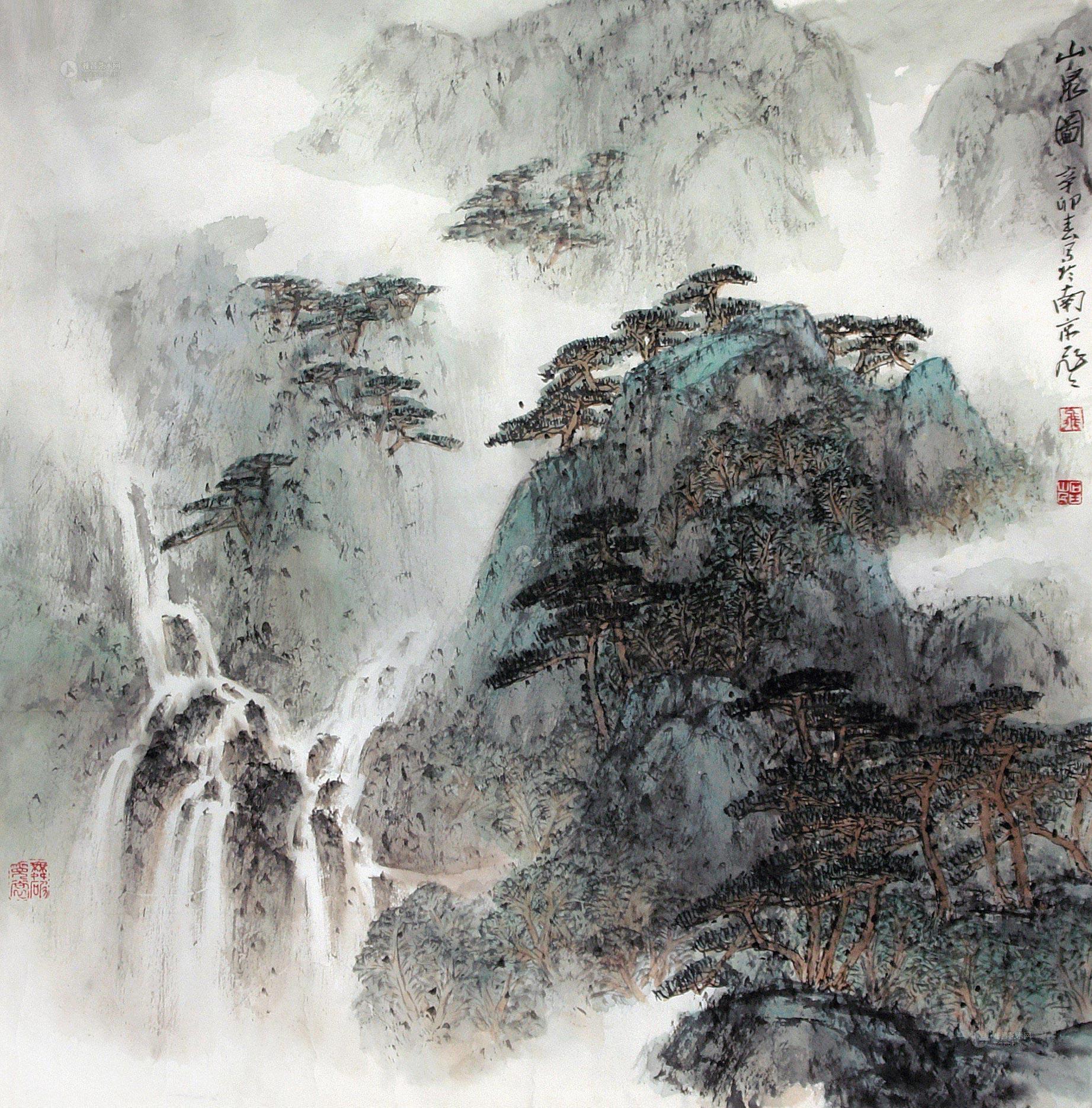 4346 山泉图 镜片 设色纸本