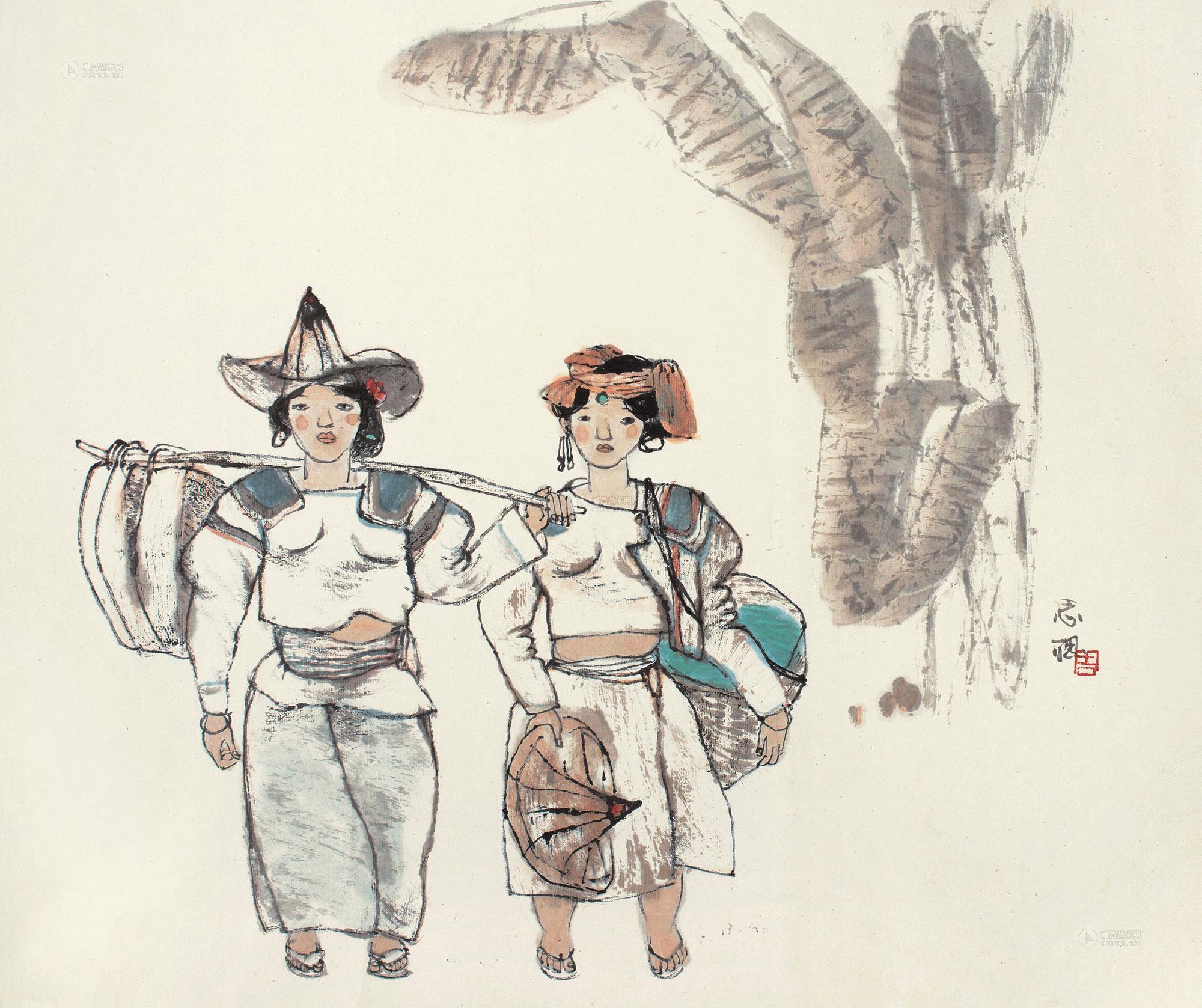 【丰收归来 镜心 纸本】拍卖品_图片_价格_鉴赏_绘画_雅昌艺术品拍卖