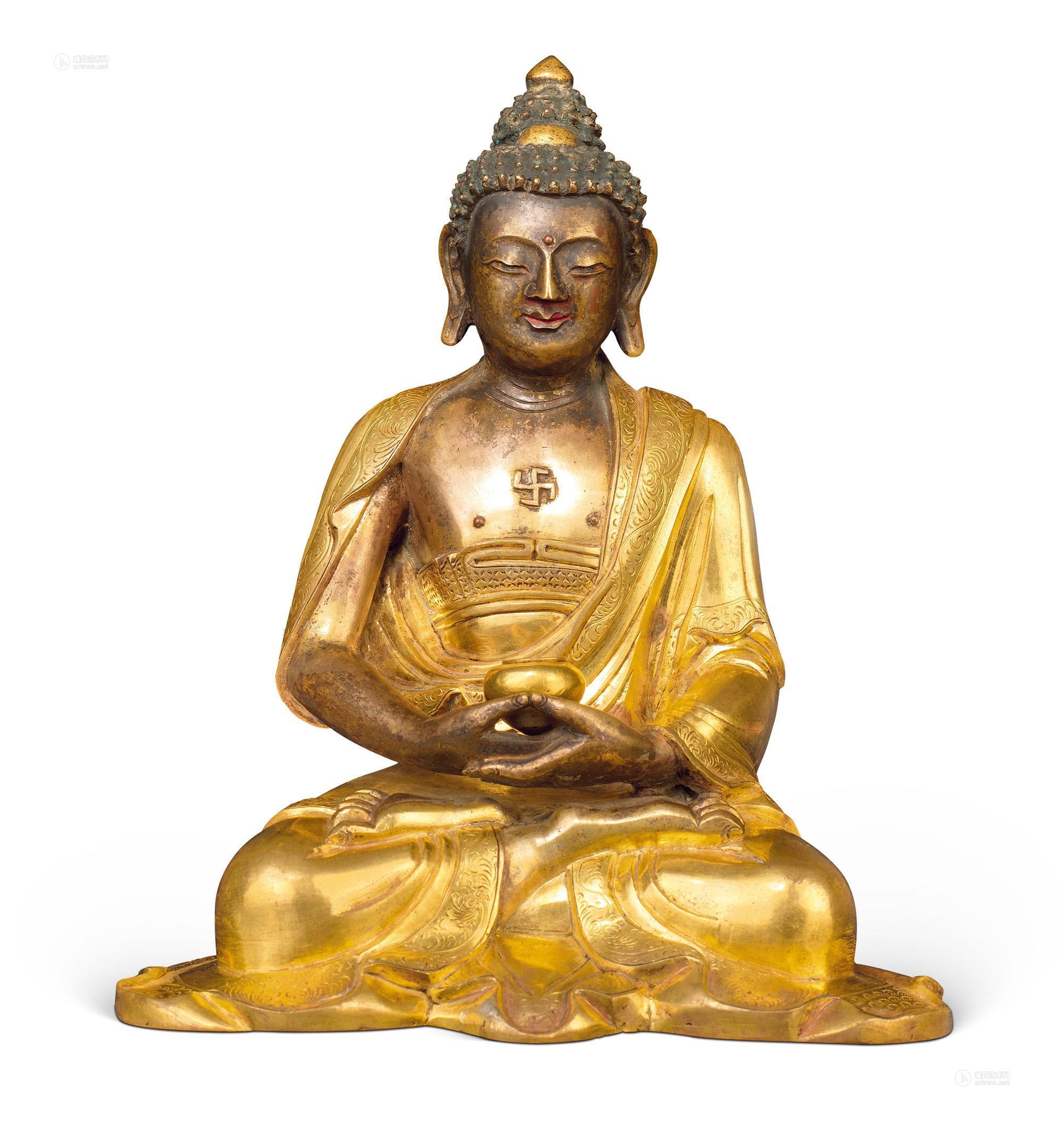 【清 京造鎏金释迦持钵座像】拍卖品_图片_价格_鉴赏_佛教文物其它