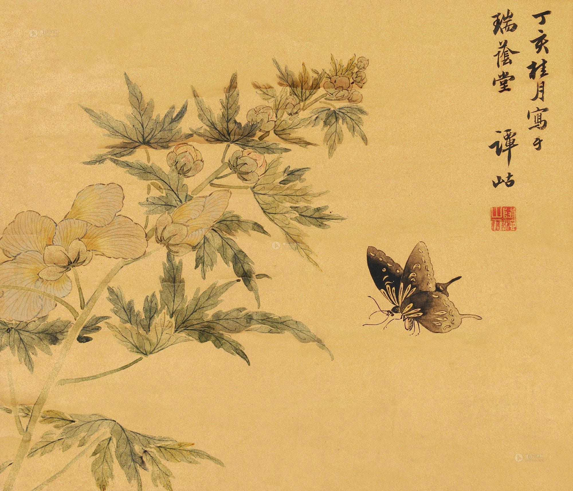 0322秋葵图立轴设色笺本