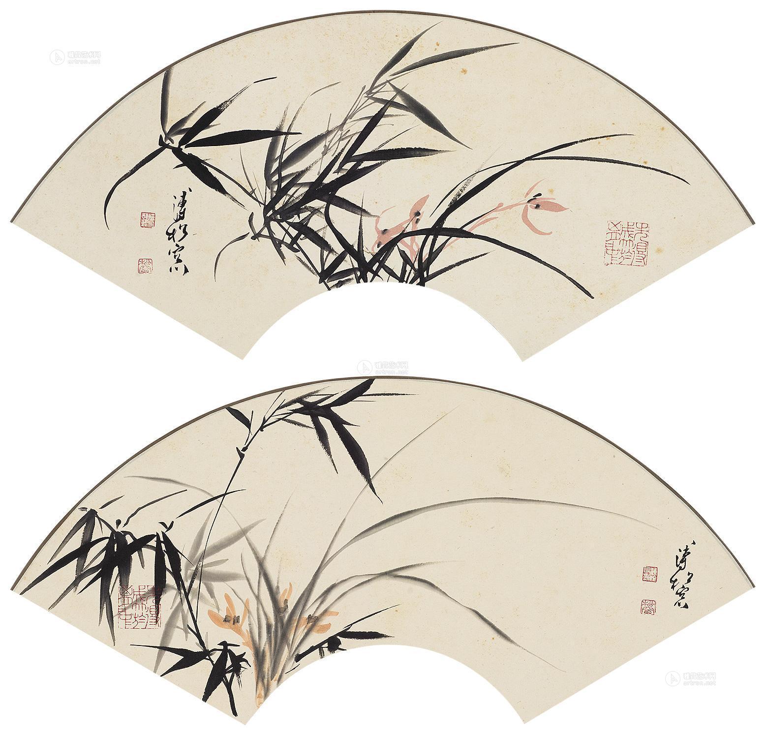 0359 兰竹双清 镜片 设色纸本