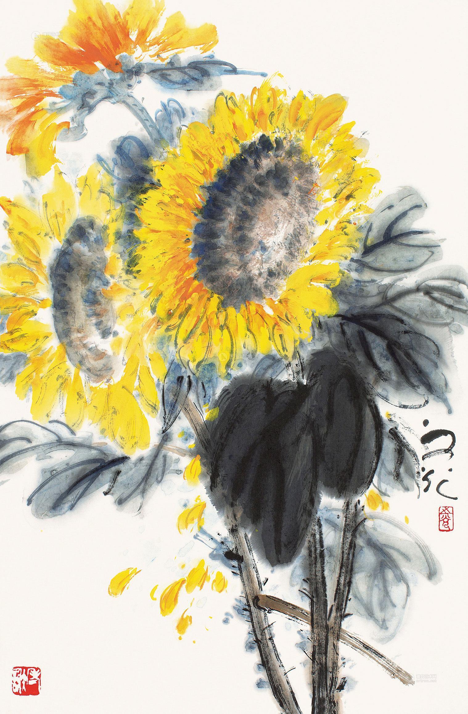 11种向日葵的画法国画图片