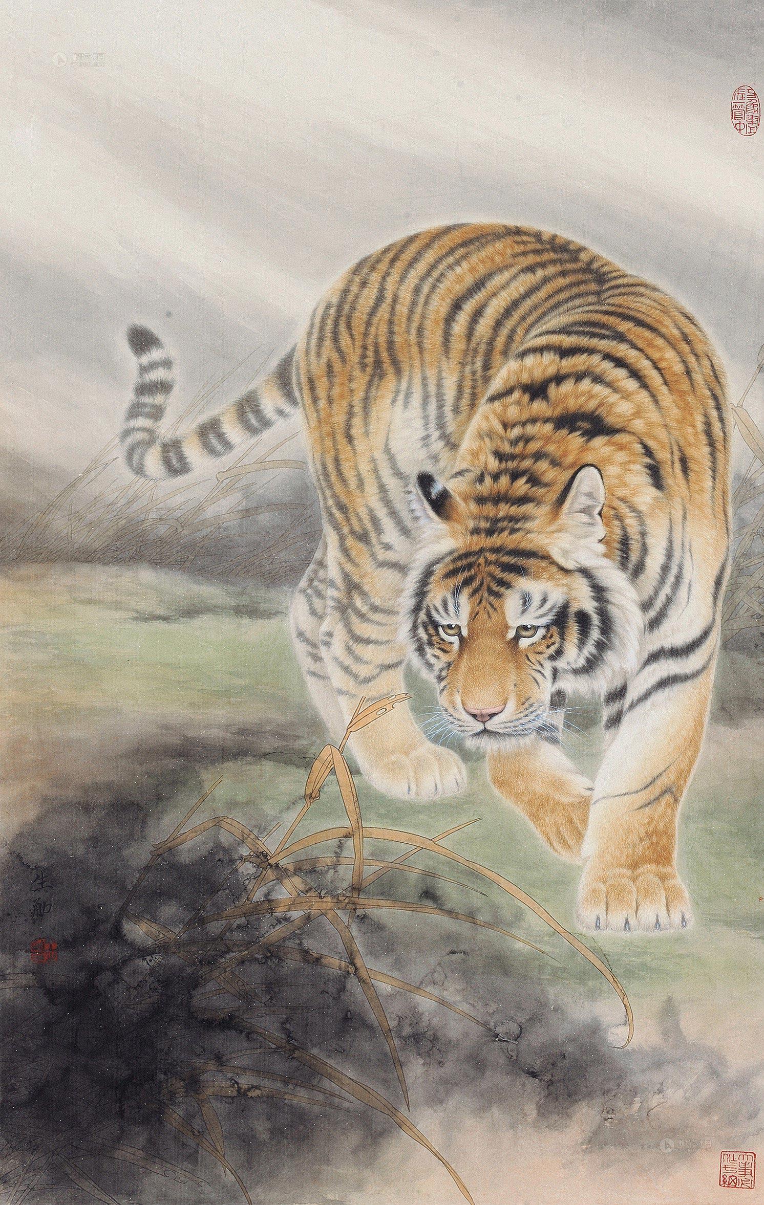 6290虎君立轴设色纸本