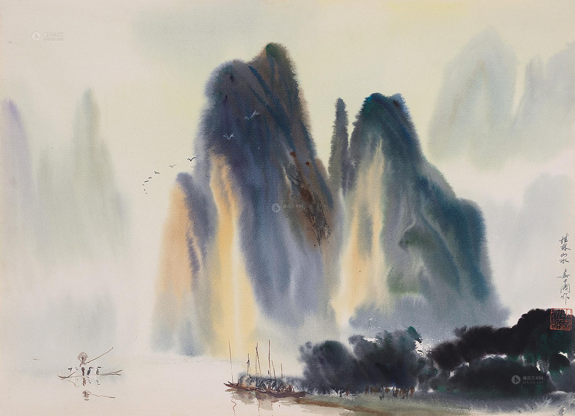 1568桂林山水纸本水彩