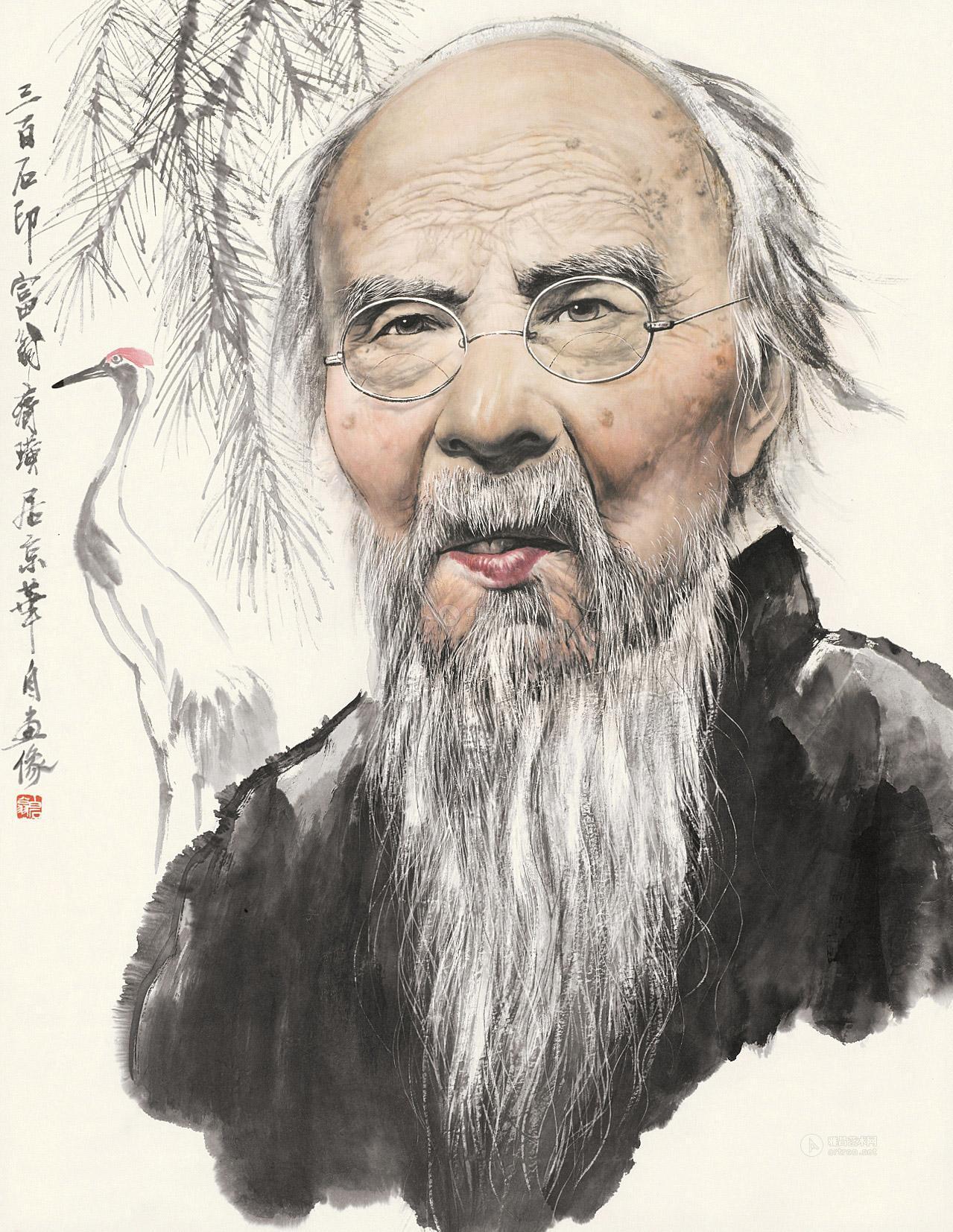 中国著名画家自画像图片