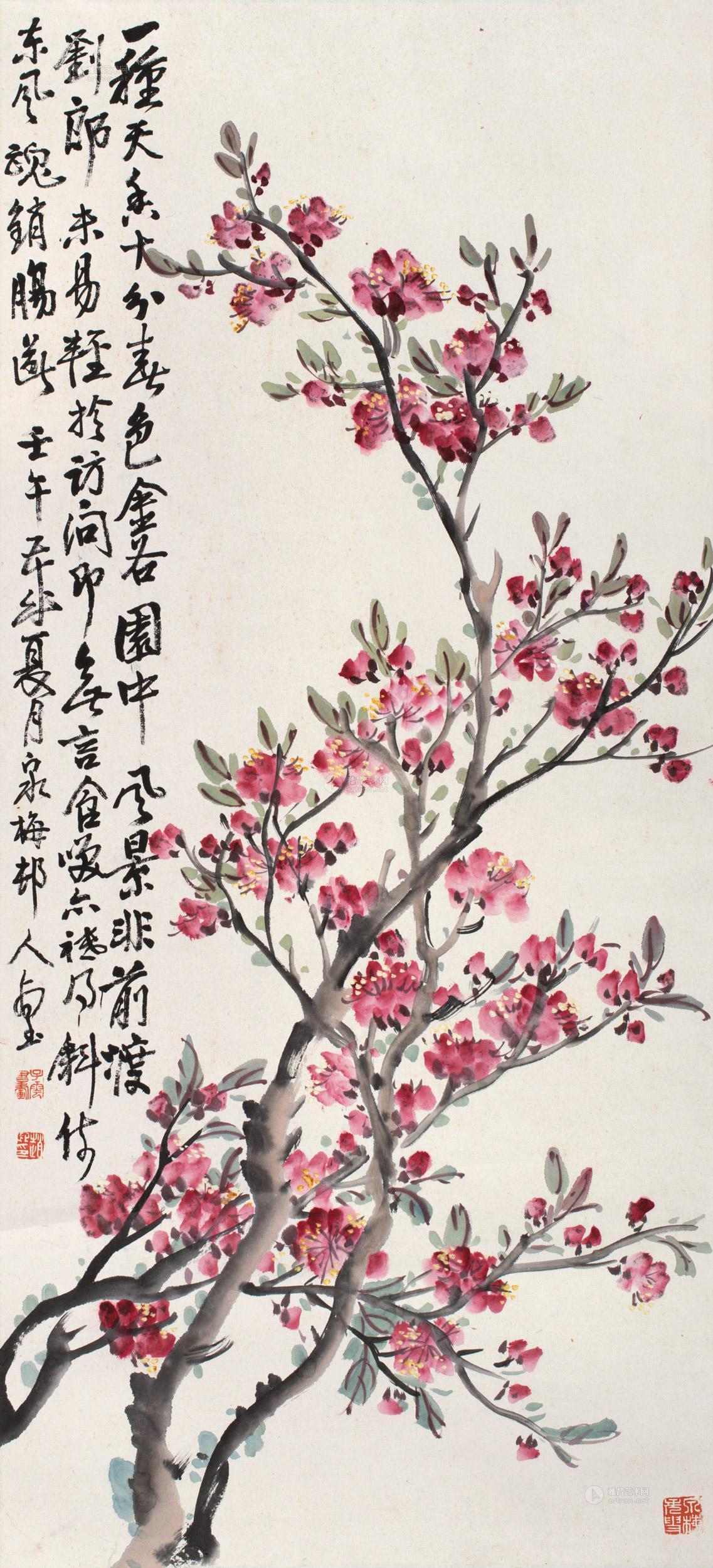 【壬午(1942年)作 桃花 镜心 纸本】拍卖品_图片_价格_鉴赏_绘画_雅昌