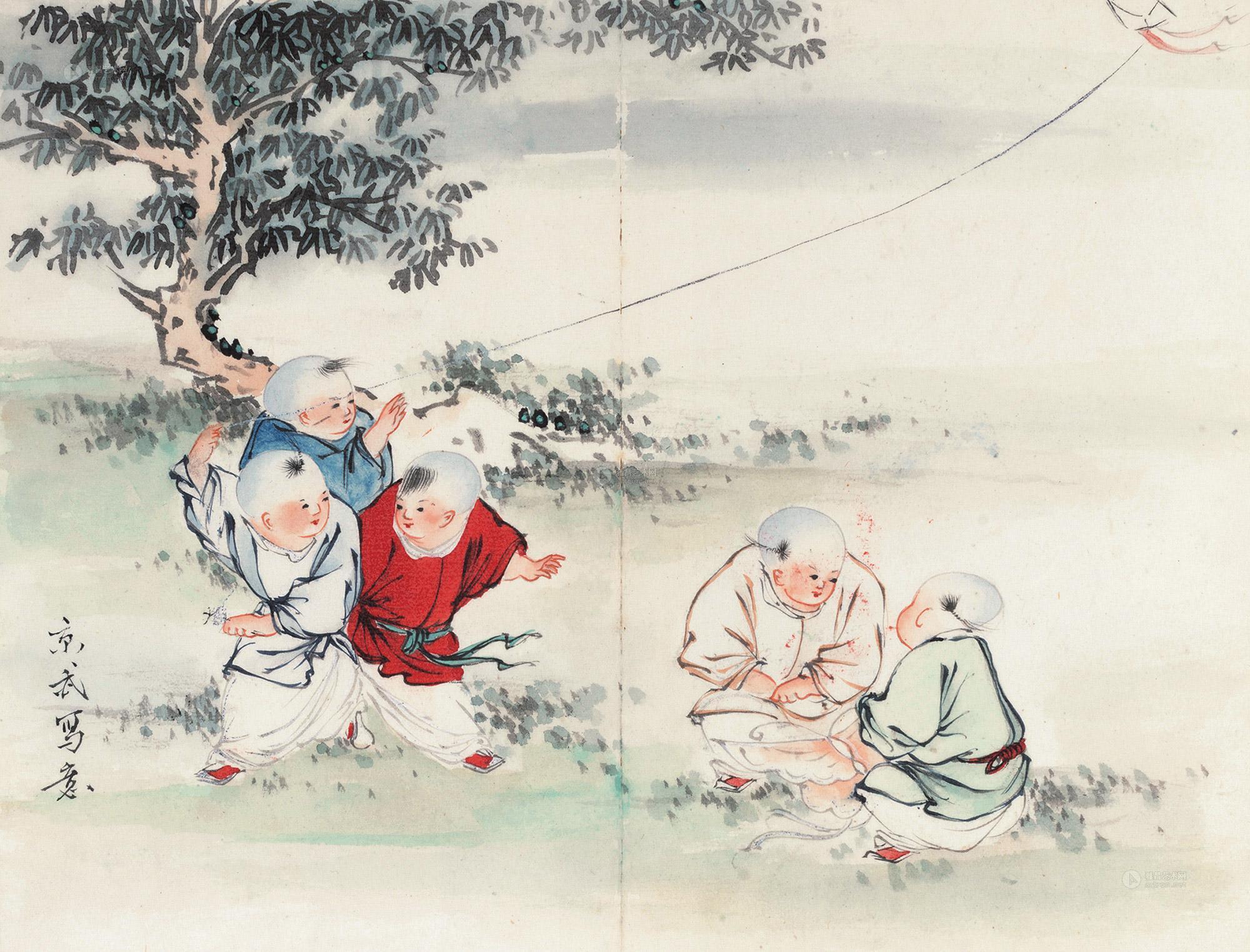 1827 婴戏图 镜心 纸本