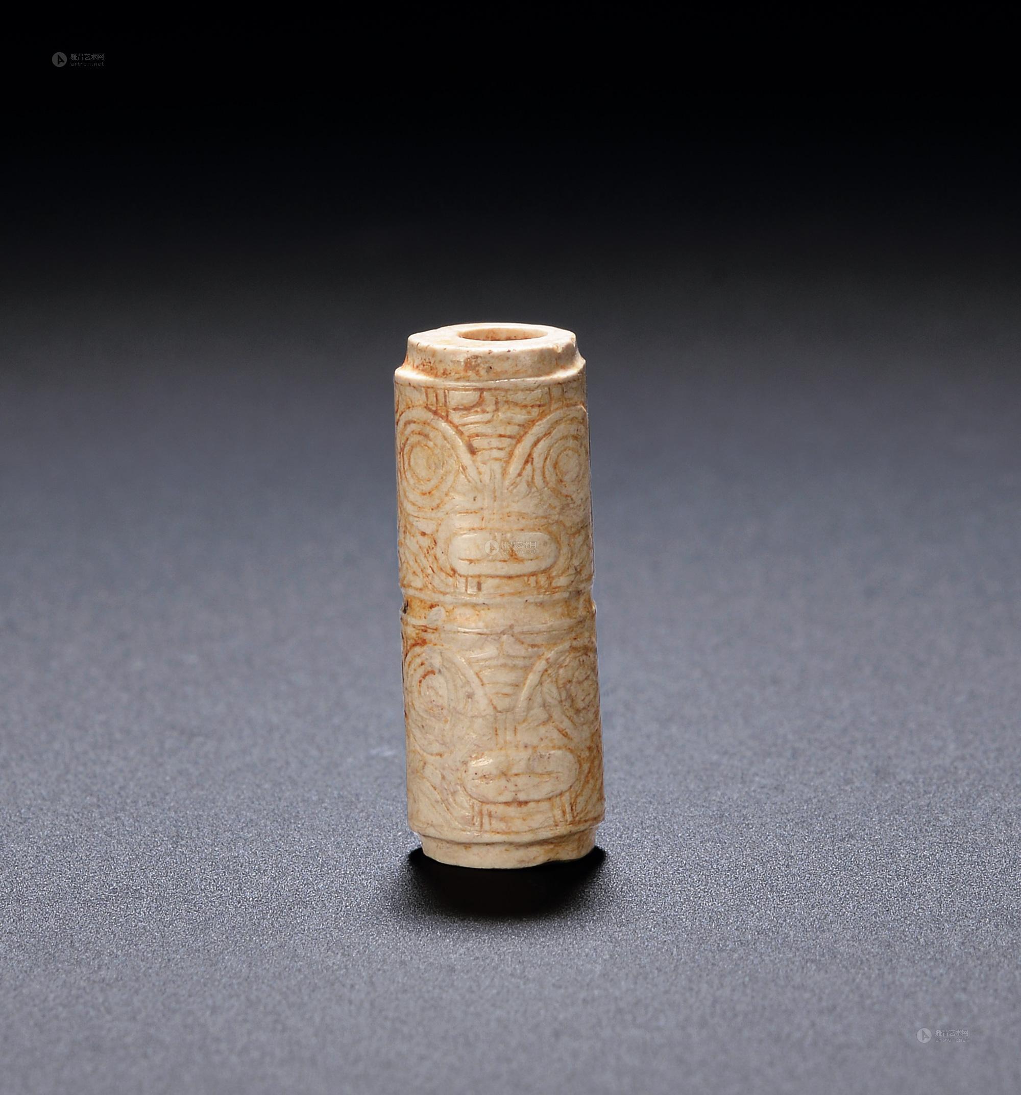 1217良渚文化古玉兽面纹琮形管