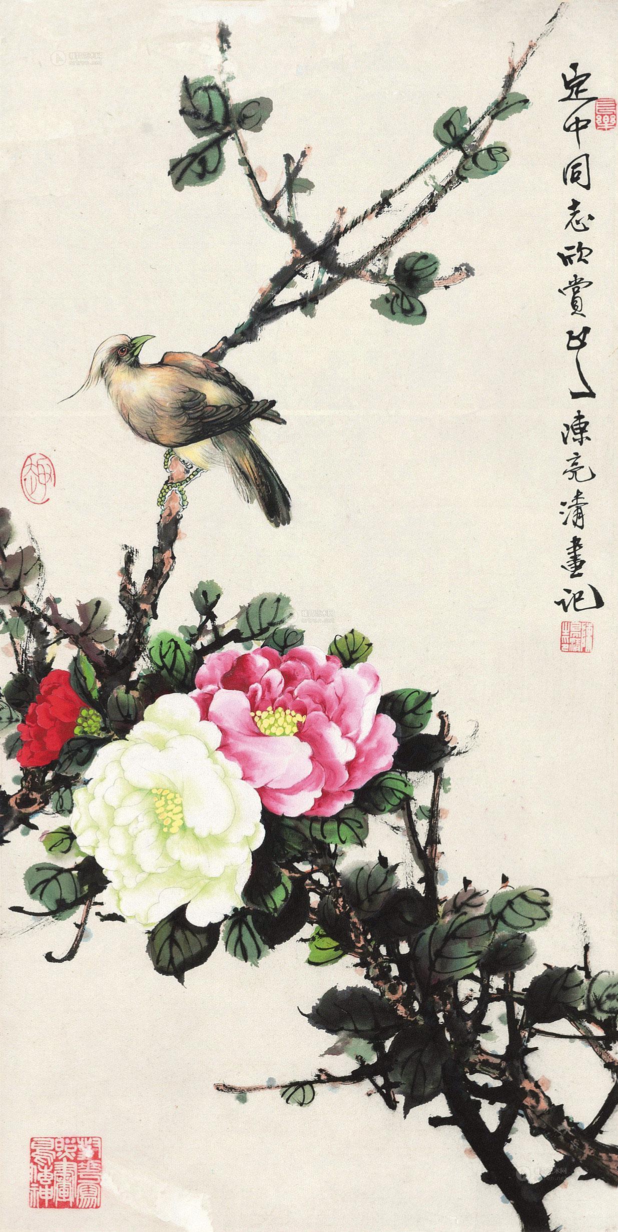 0477 富贵白头 立轴 设色纸本