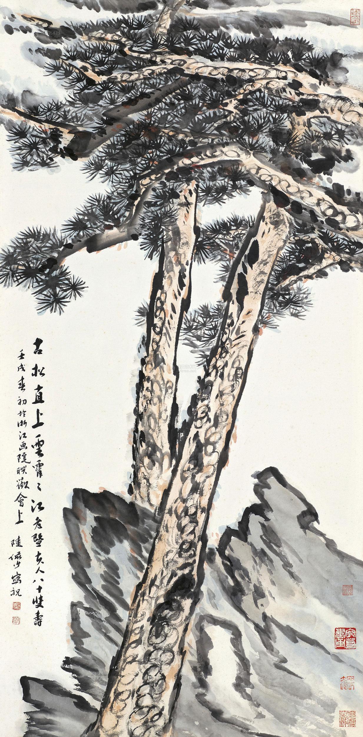 0303 1982年作 古松直上云霄 立轴 设色纸本